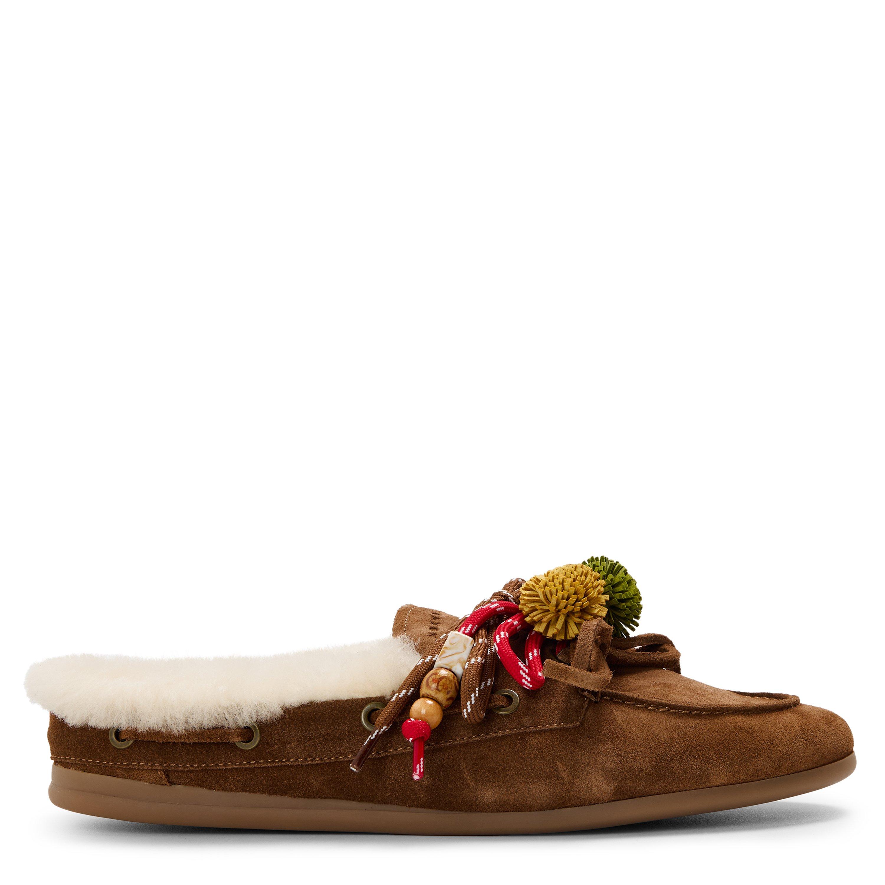 Nokwol Women's Coco Fur Flat Mules In Tan Suede