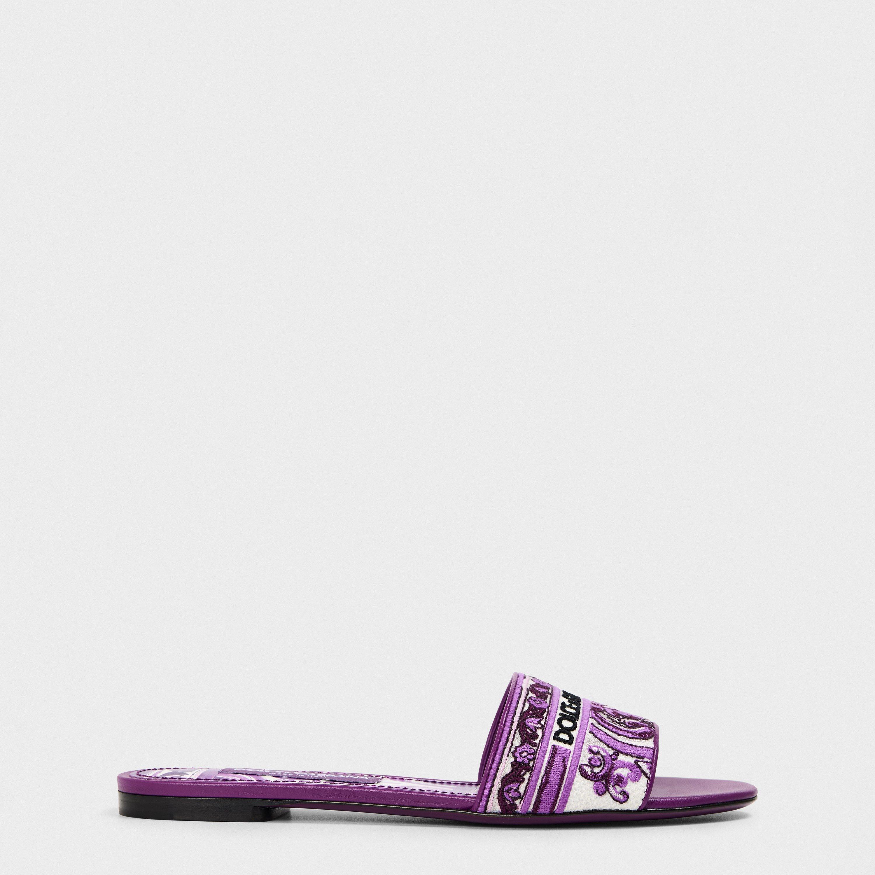 サンダル・ミュール Dolce & Gabbana Slipper With Majolica Embroidery Dolce&Gabbana Maiolica-embroidered slide sandals for Women