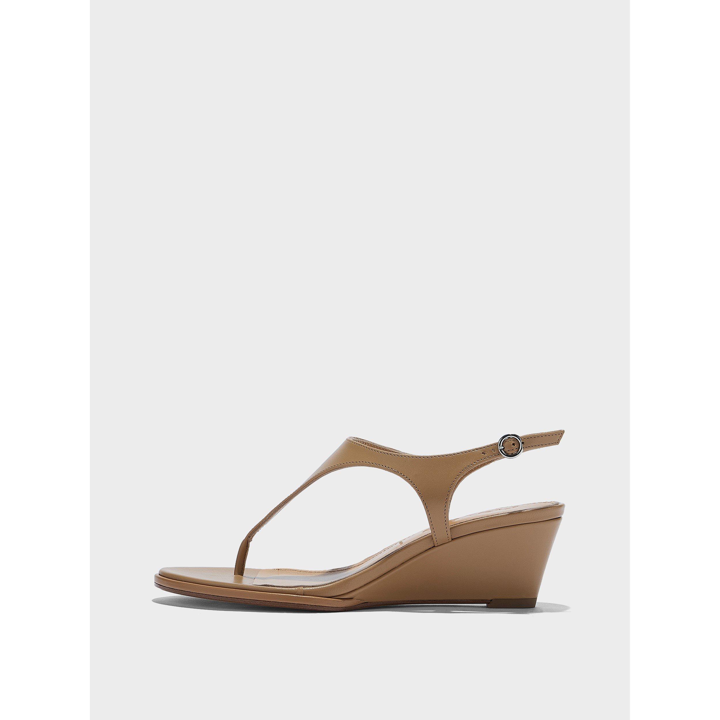 Hazelnut - Aeyde - Women's Roose Wedge Heeled Sandals - 3