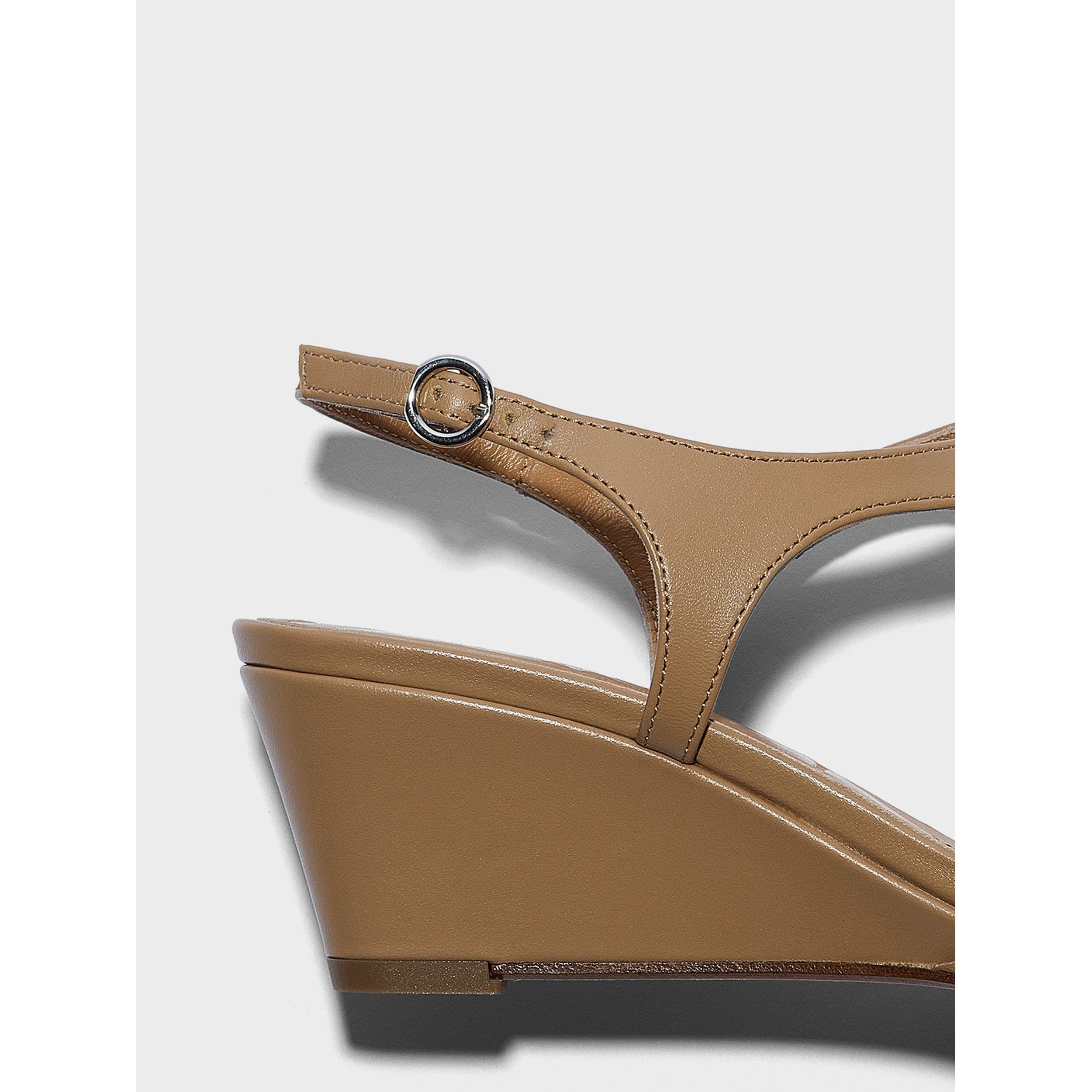 Hazelnut - Aeyde - Women's Roose Wedge Heeled Sandals - 6