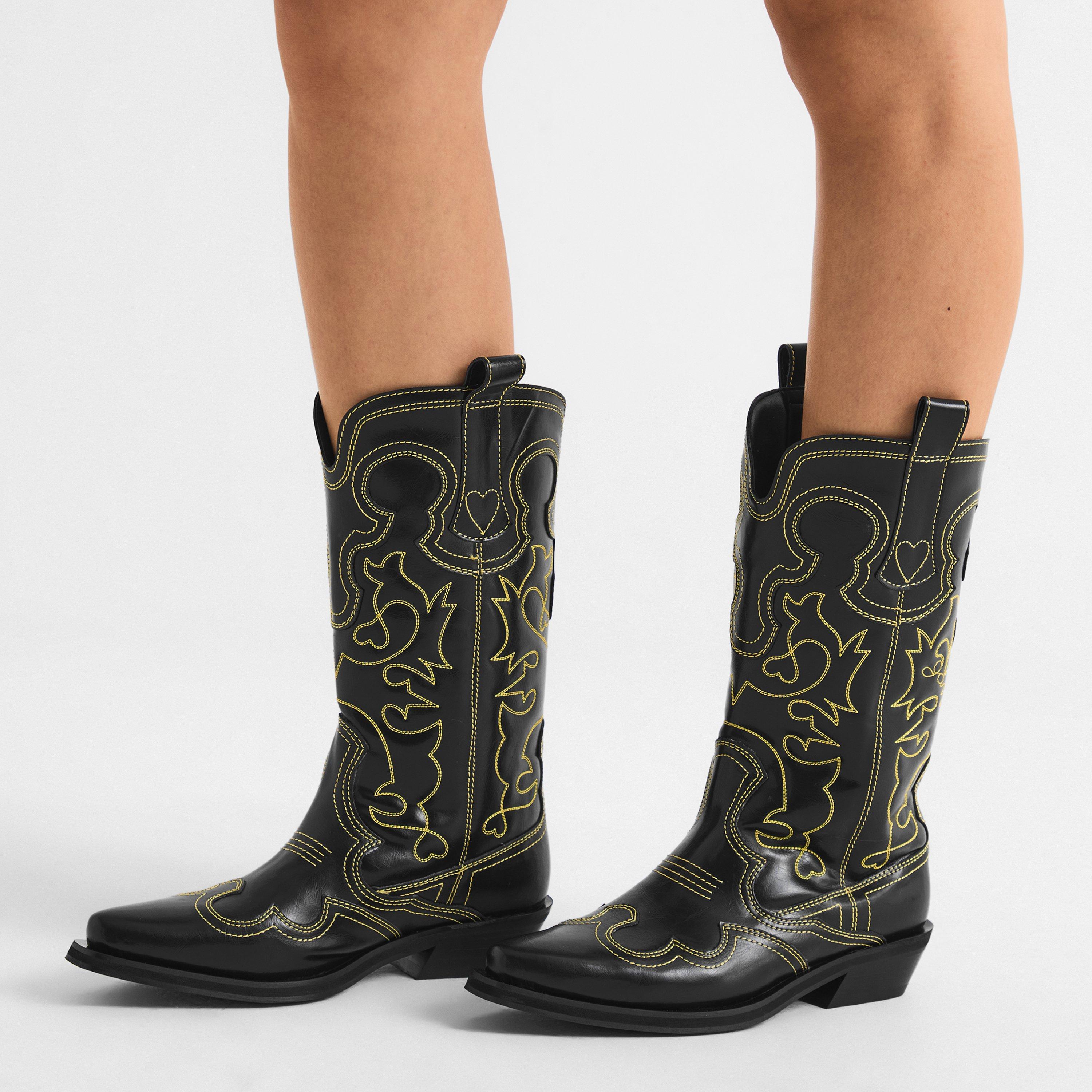 Blazing Yellow - Ganni - Women's Shift Western Cowboy Boots - 3