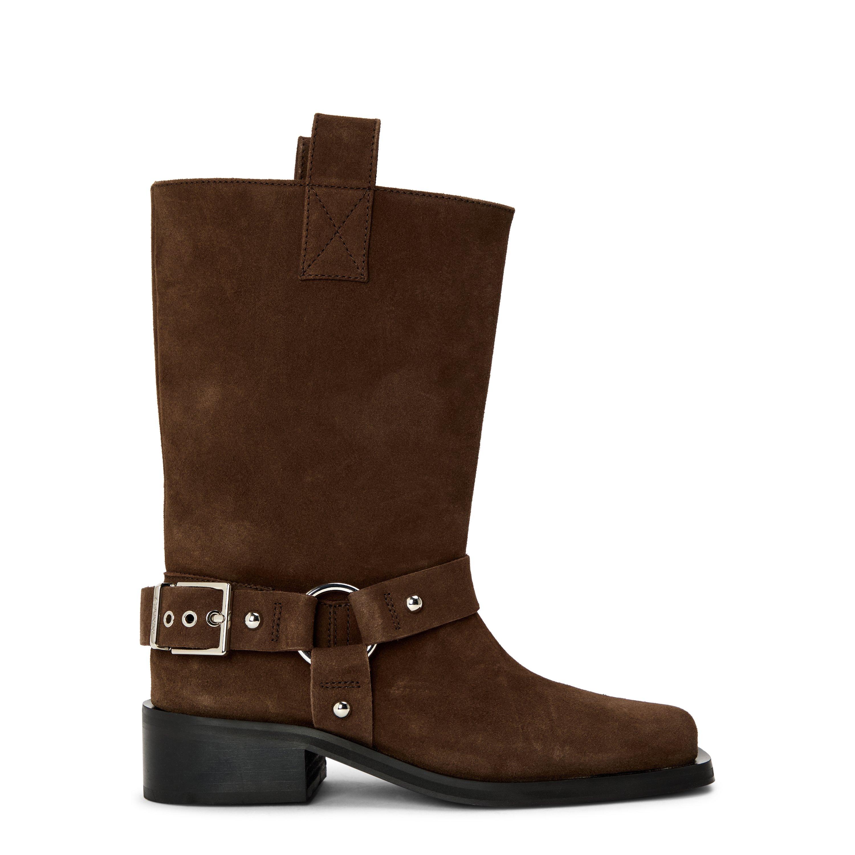 Ganni Women's Biker Suede Flat Ankle Boots - Chicory Coffee - Size 5 (38)