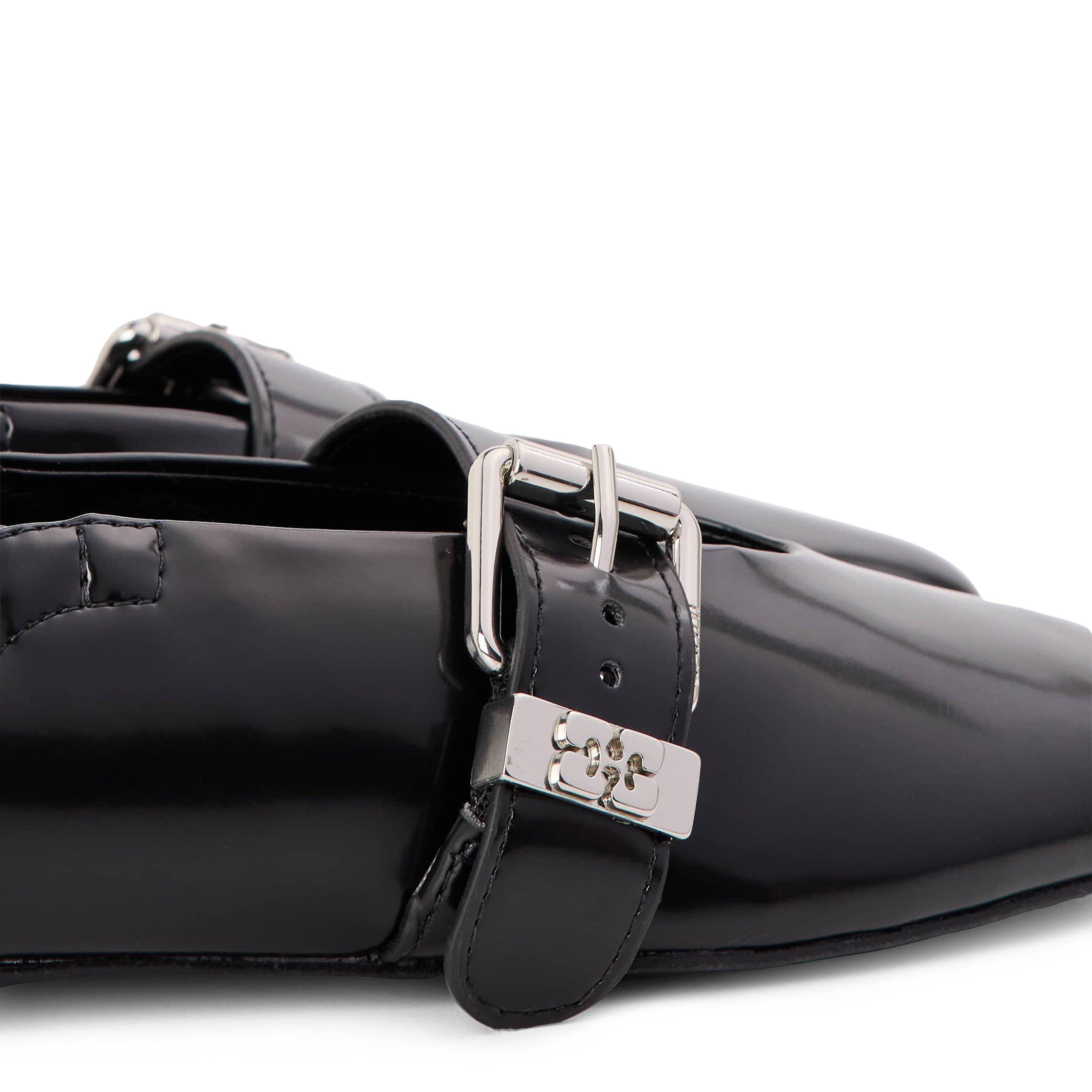 Black - Ganni - Women's Suede Balloon Box Latex Ballet Pumps - 3