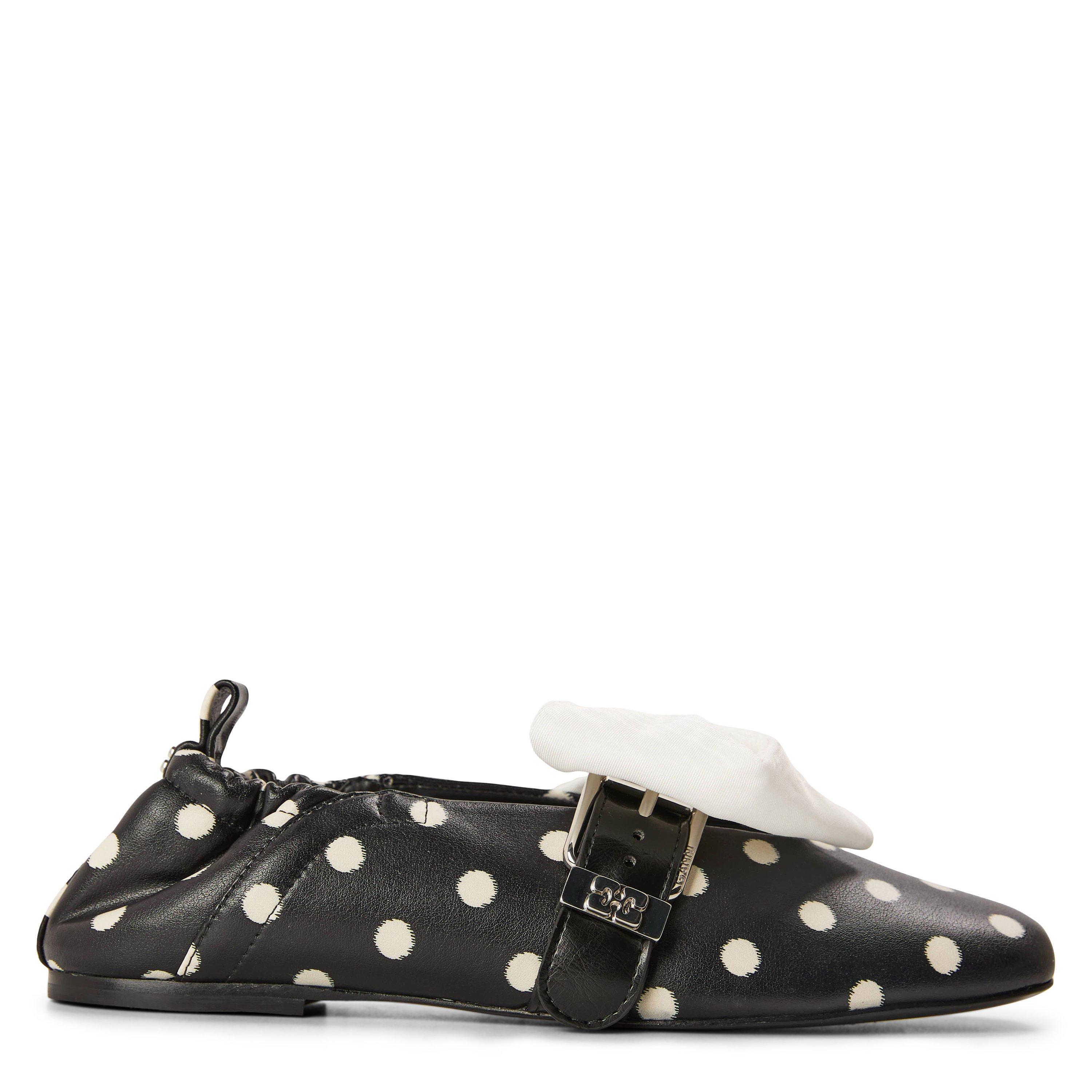 Black - Ganni - Women's Balloon Printed Plain Ballet Pumps - 1
