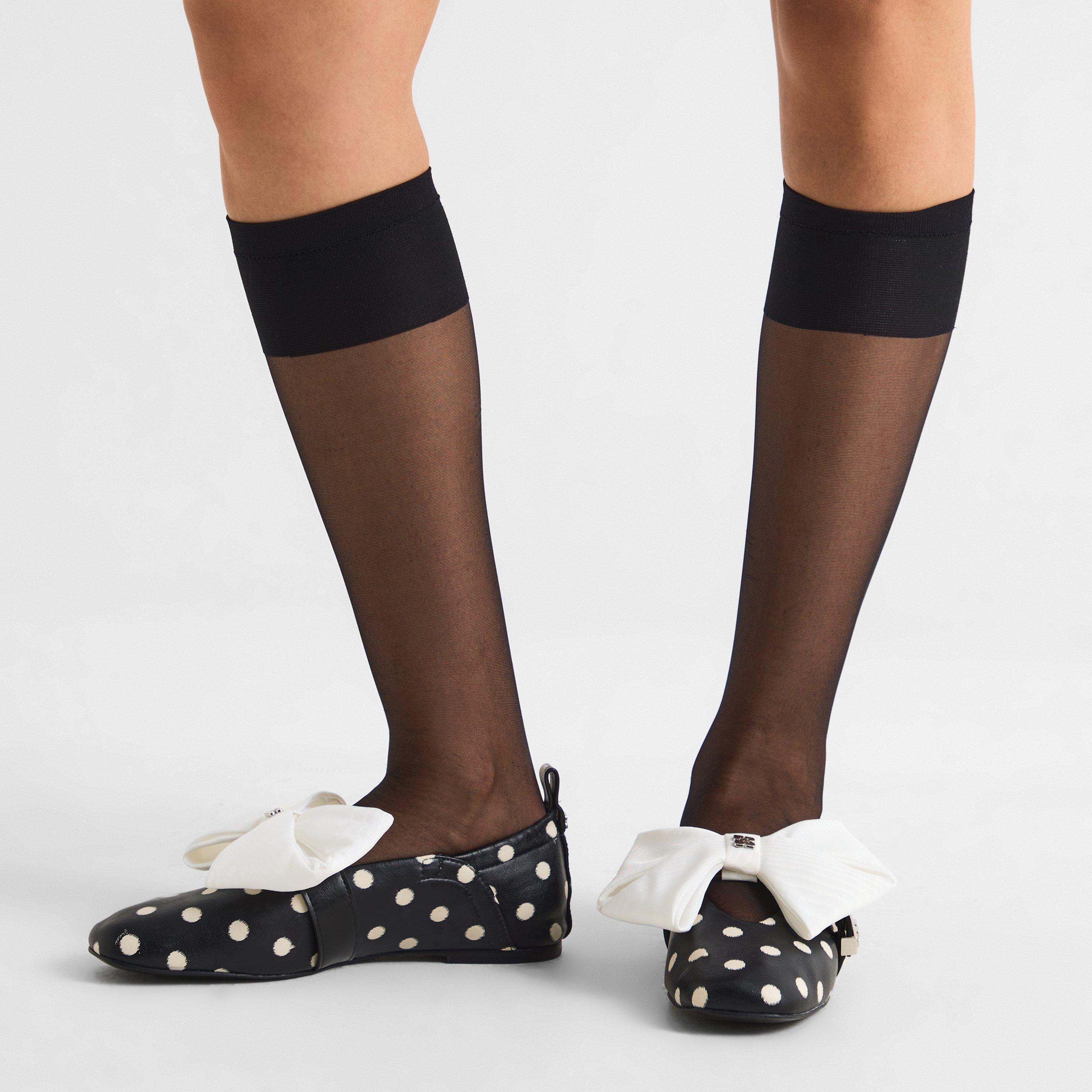 Black - Ganni - Women's Balloon Printed Plain Ballet Pumps - 3