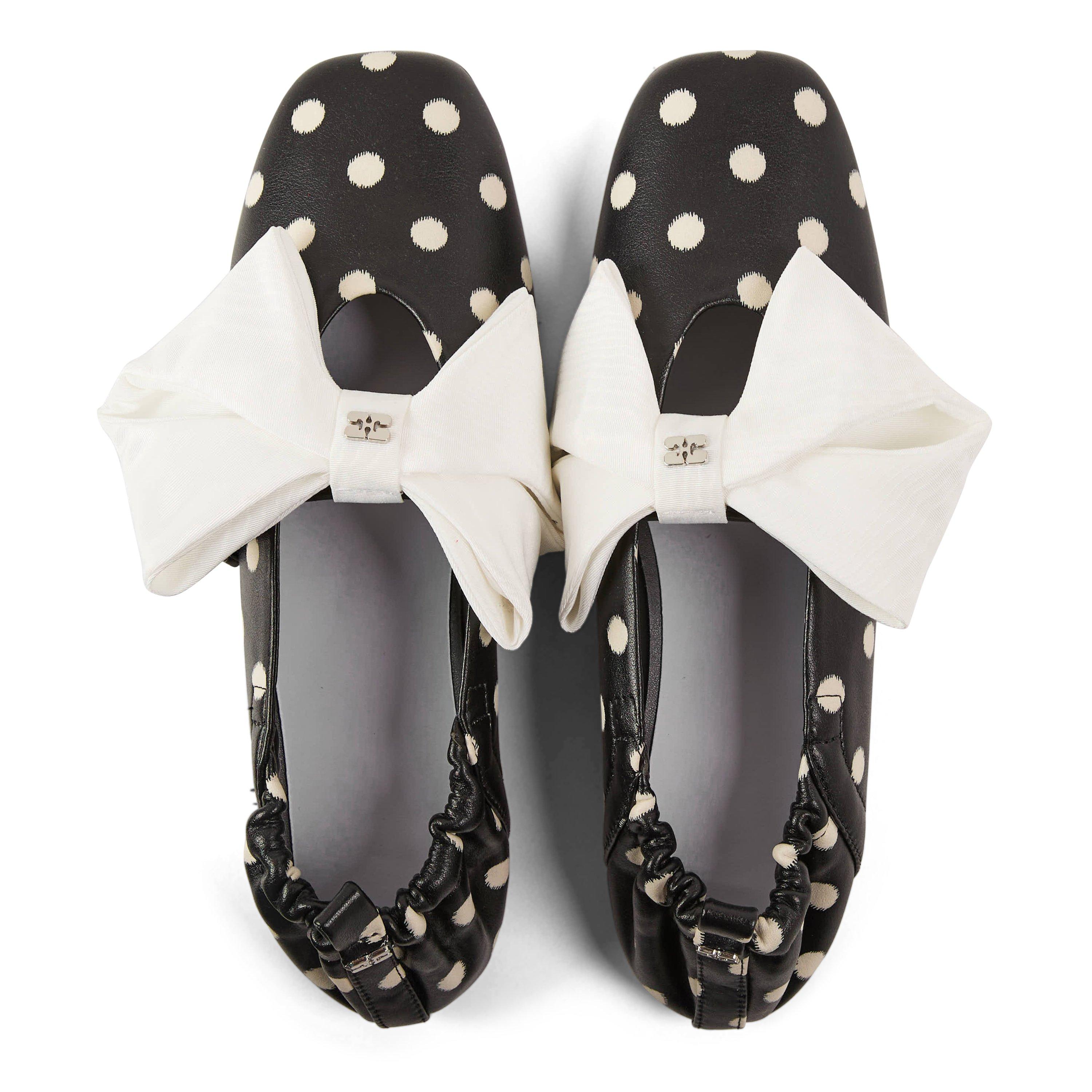 Black - Ganni - Women's Balloon Printed Plain Ballet Pumps - 4