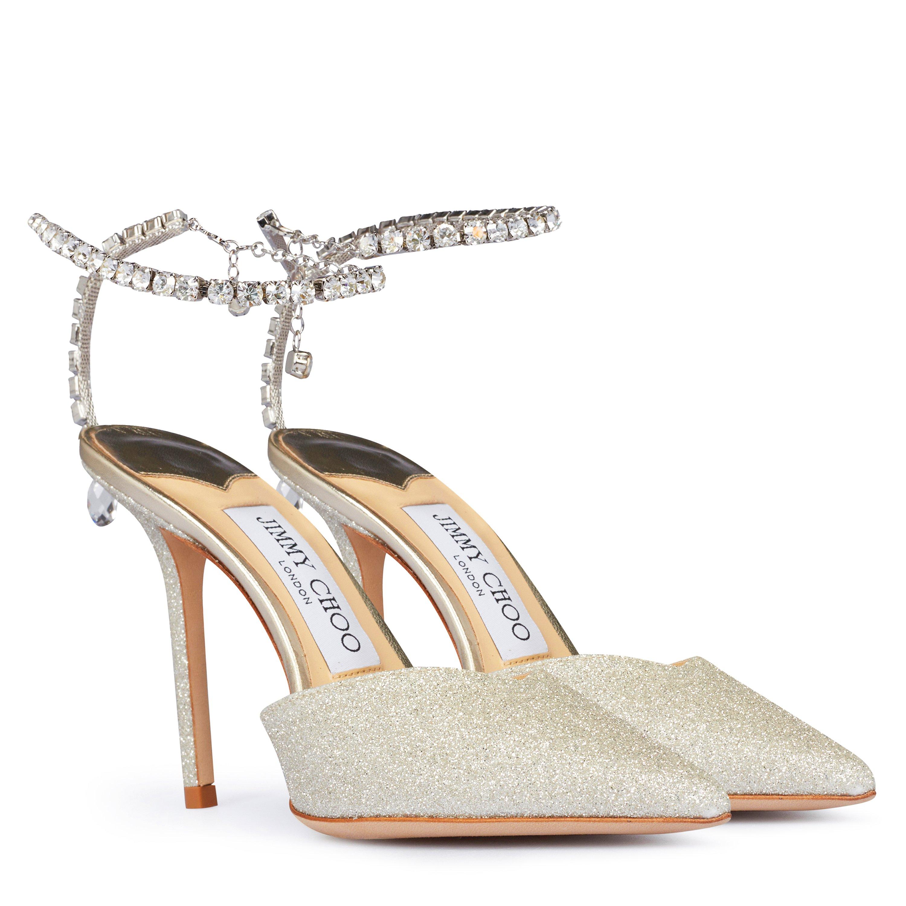 Platinum Ice - Jimmy Choo - Women's Saeda 100 Glitter Pumps - 4