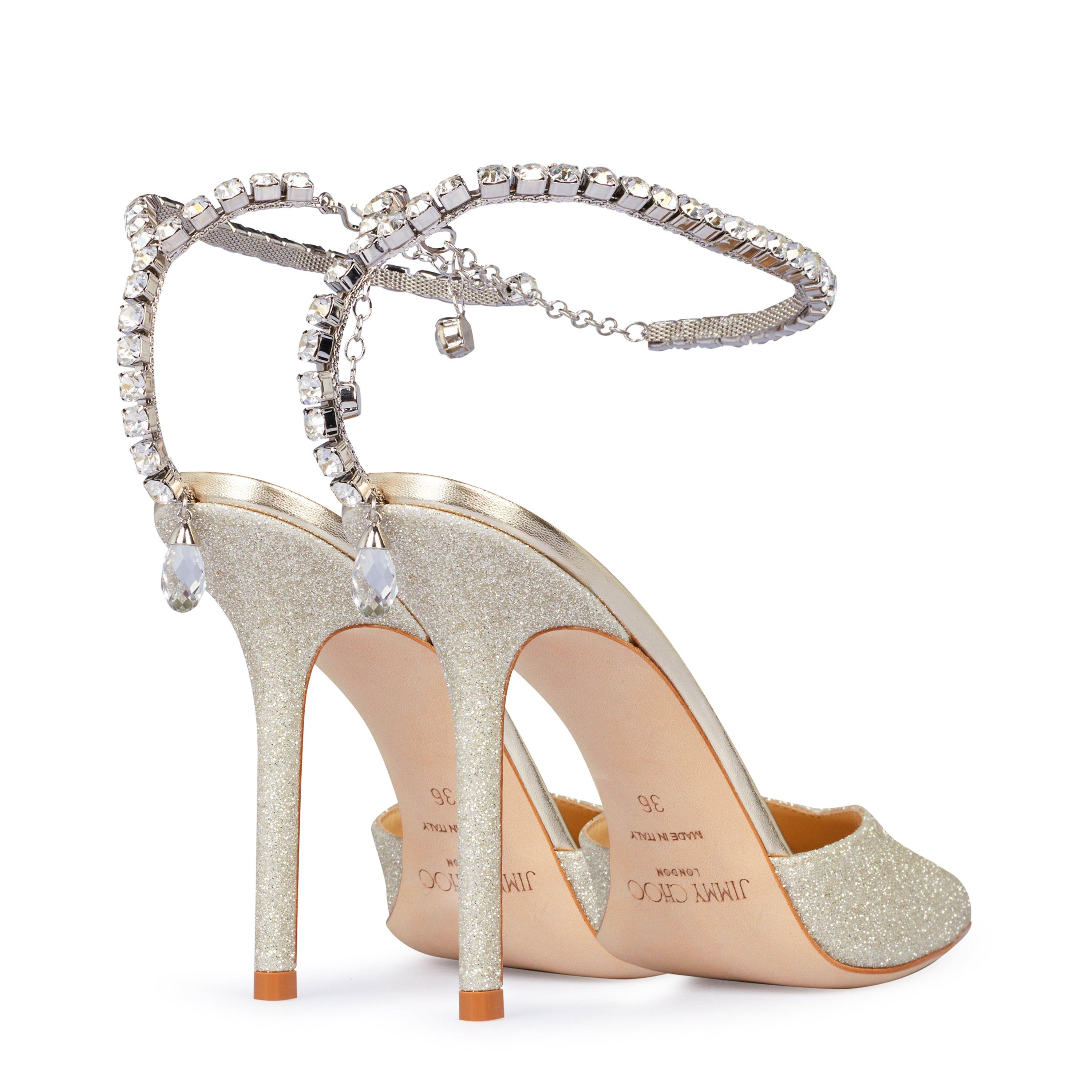 Platinum Ice - Jimmy Choo - Women's Saeda 100 Glitter Pumps - 5