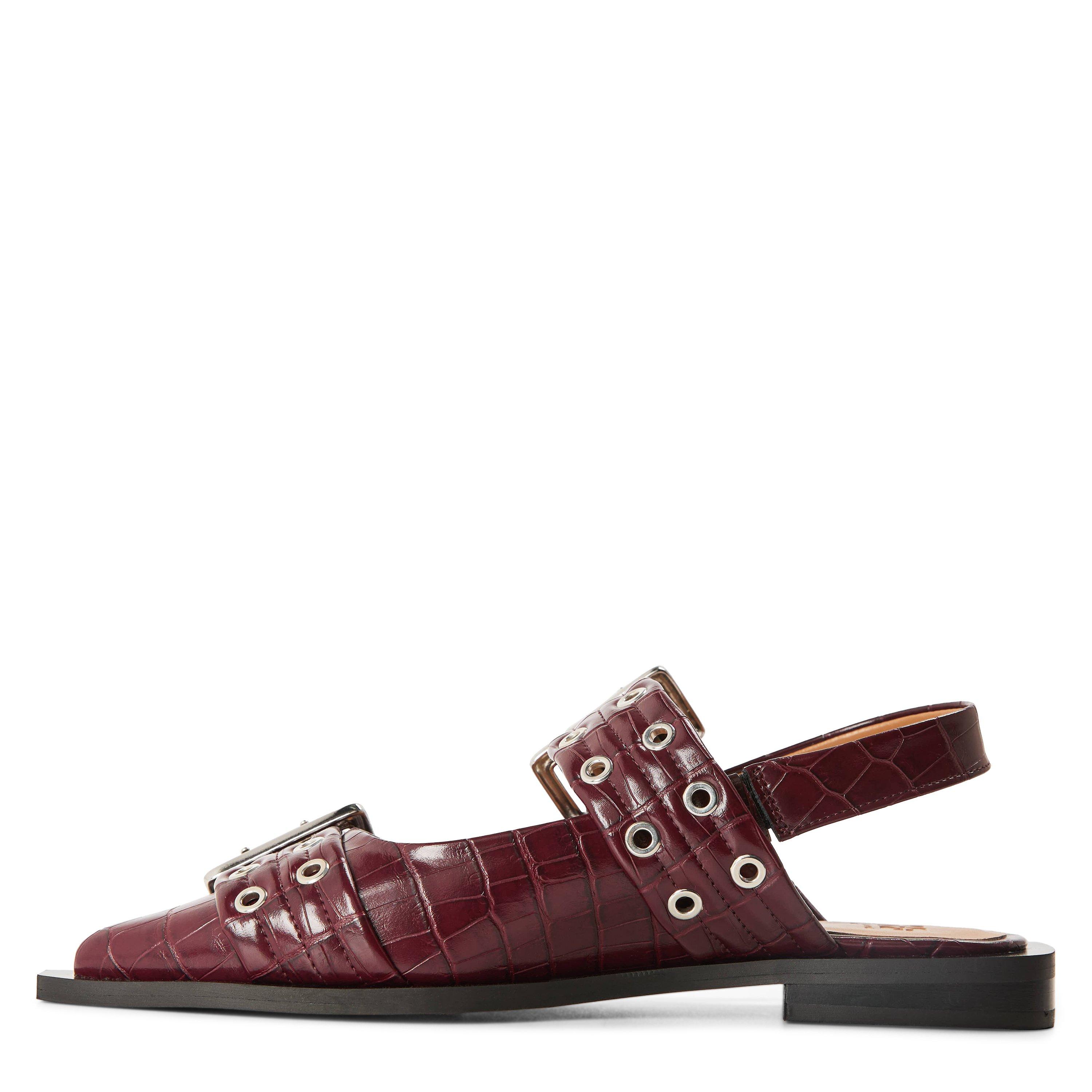 Burgundy - Ganni - Women's Feminine Buckle Ballet Pumps - 2