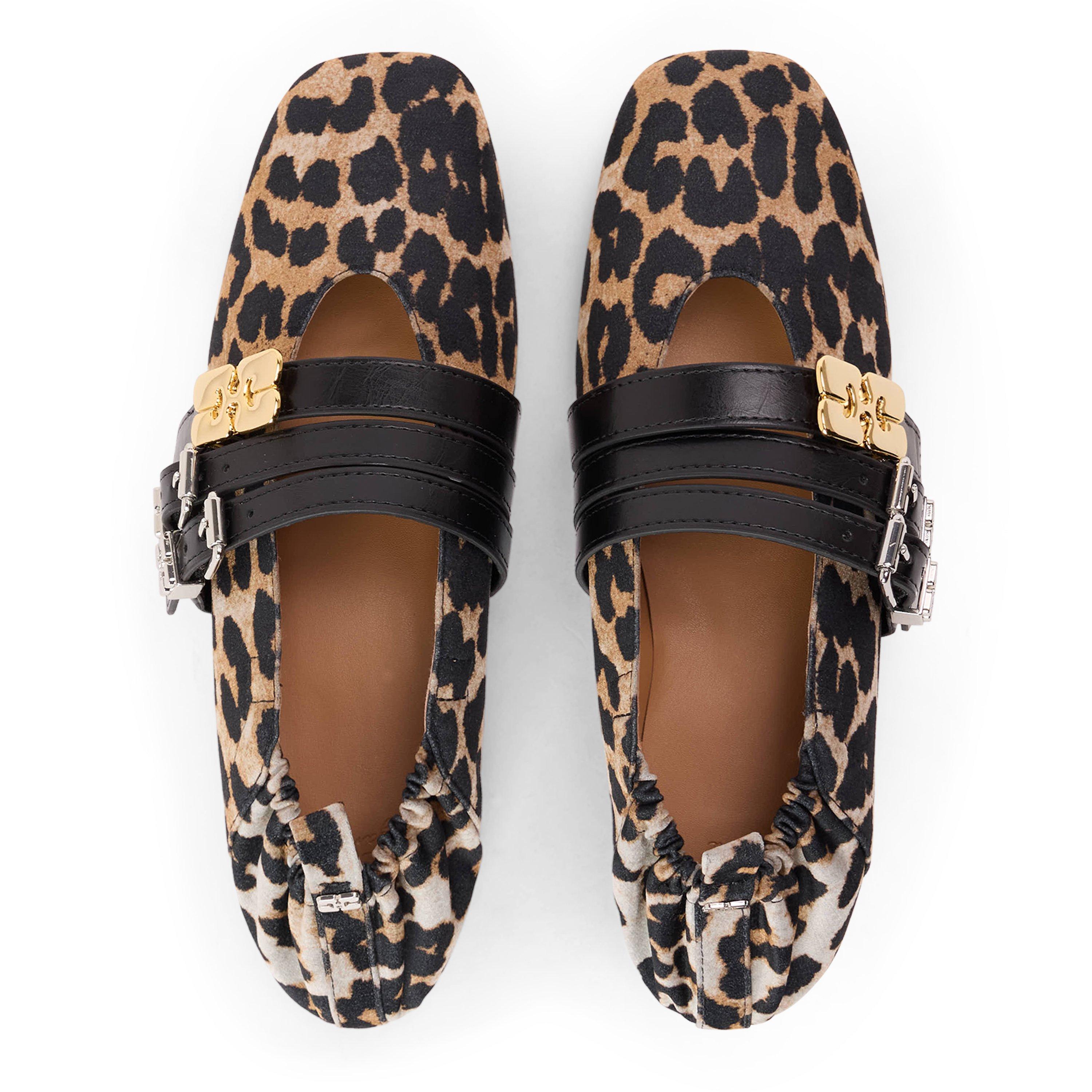 Almond Milk - Ganni - Women's Tropical Flocked Printed Ballet Pumps - 4