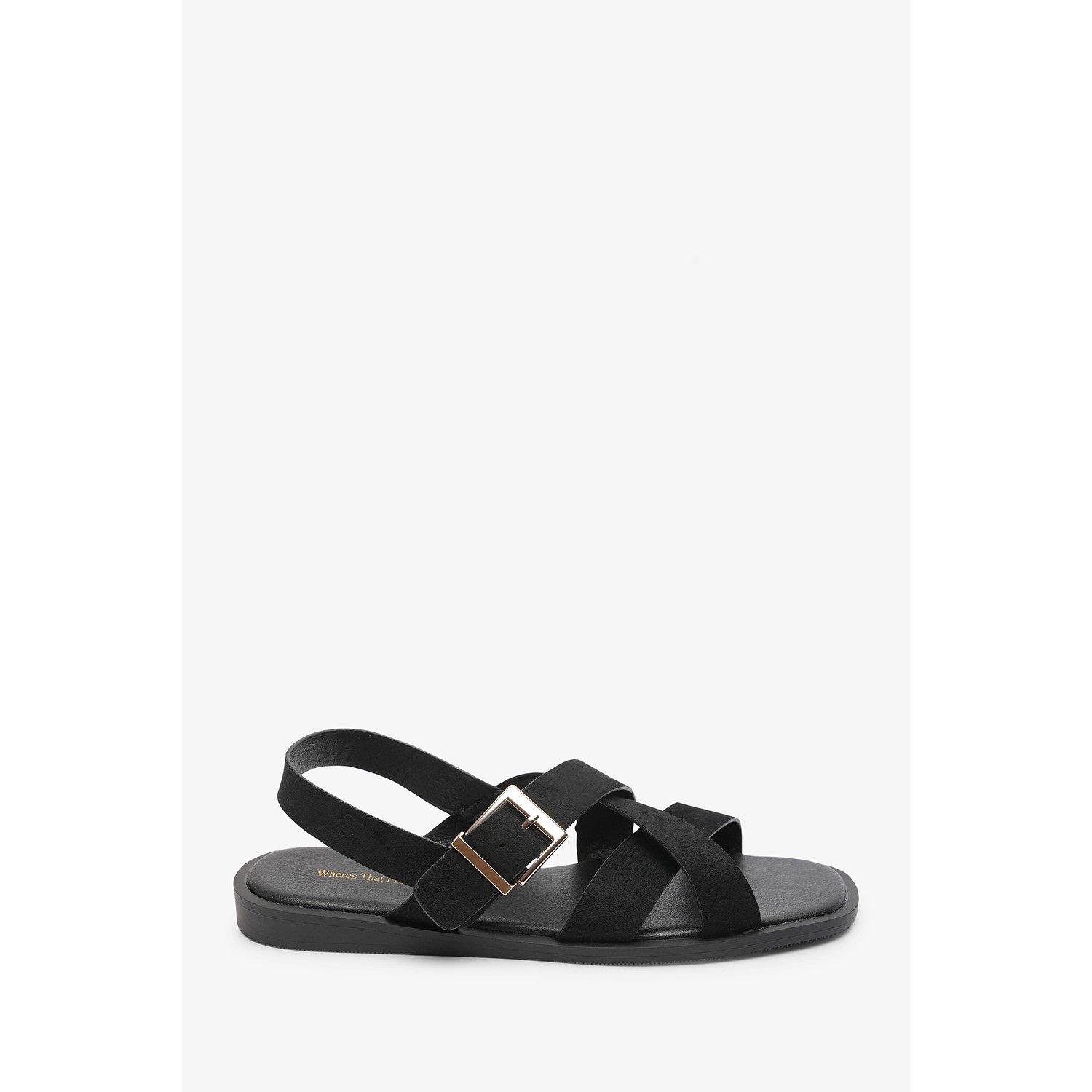 Zwart suède - Wheres That From - Where’s Cross Over Open Toe Sandals - 2