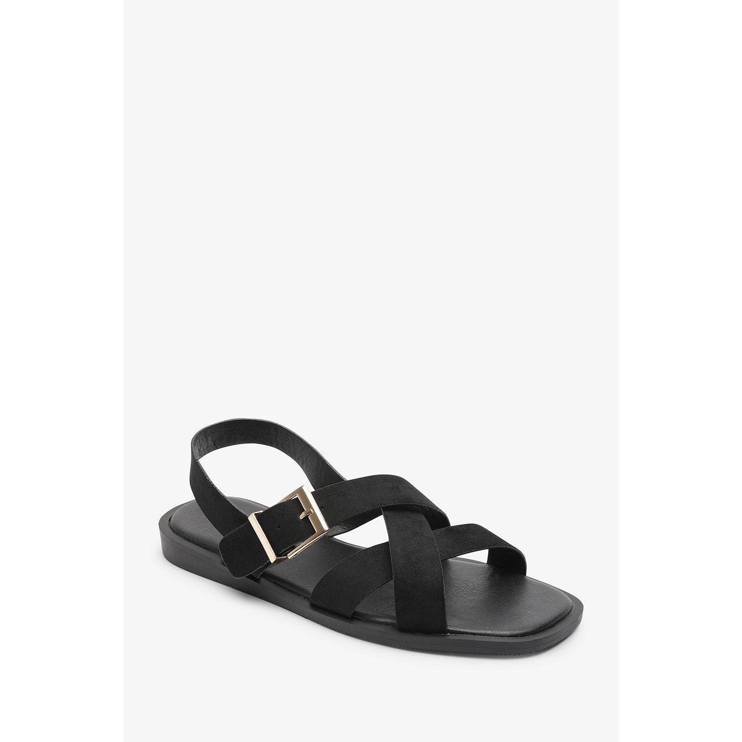 Zwart suède - Wheres That From - Where’s Cross Over Open Toe Sandals - 3