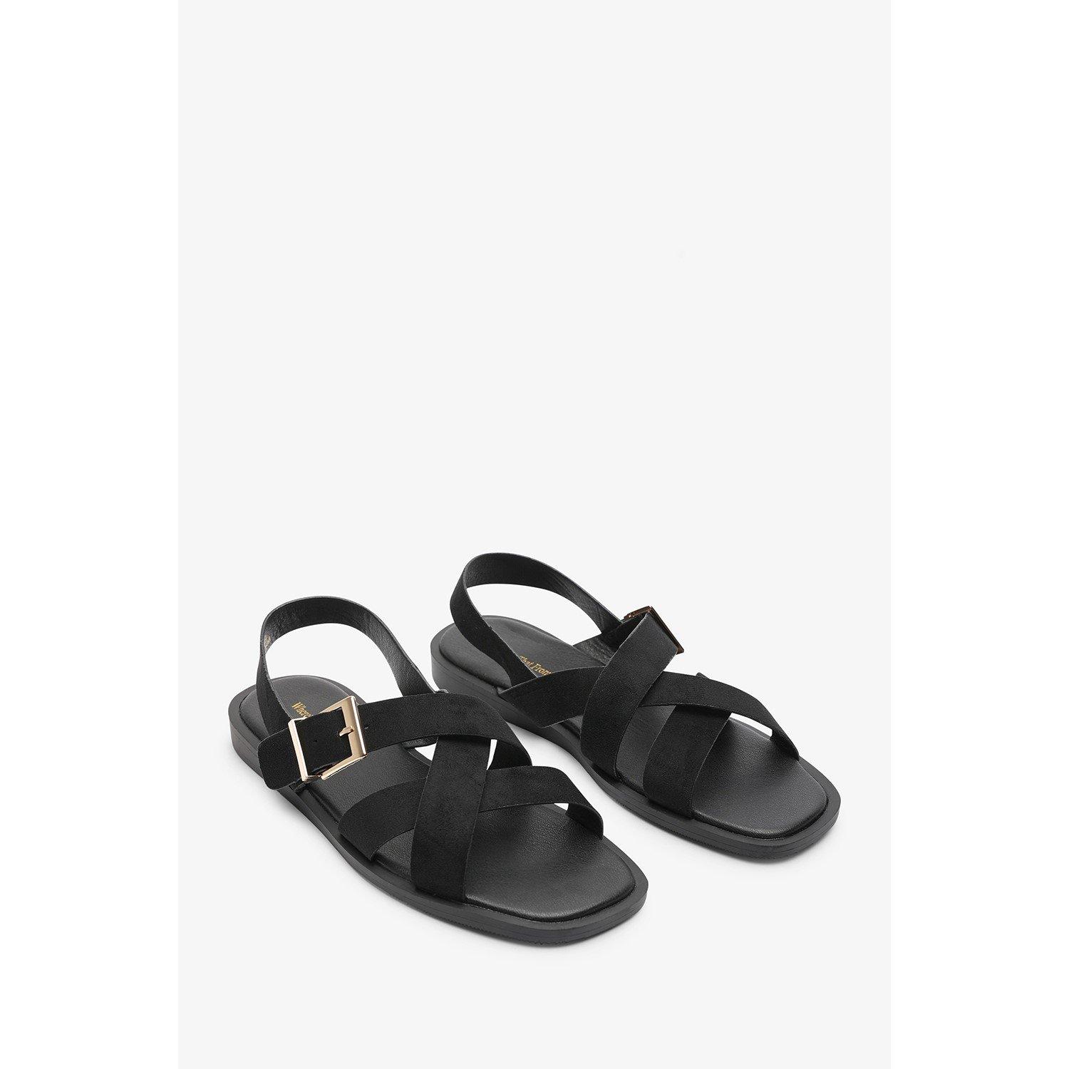 Zwart suède - Wheres That From - Where’s Cross Over Open Toe Sandals - 4