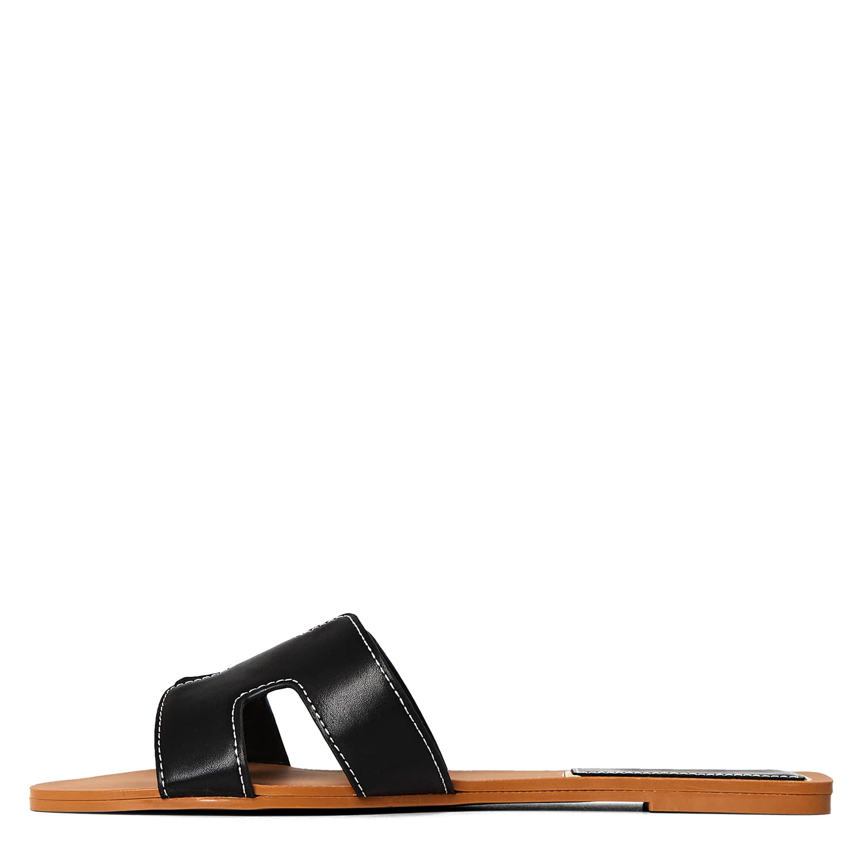 Cuir noir PU - Wheres That From - Where’s Cut Out Design Slide On Sandals - 2