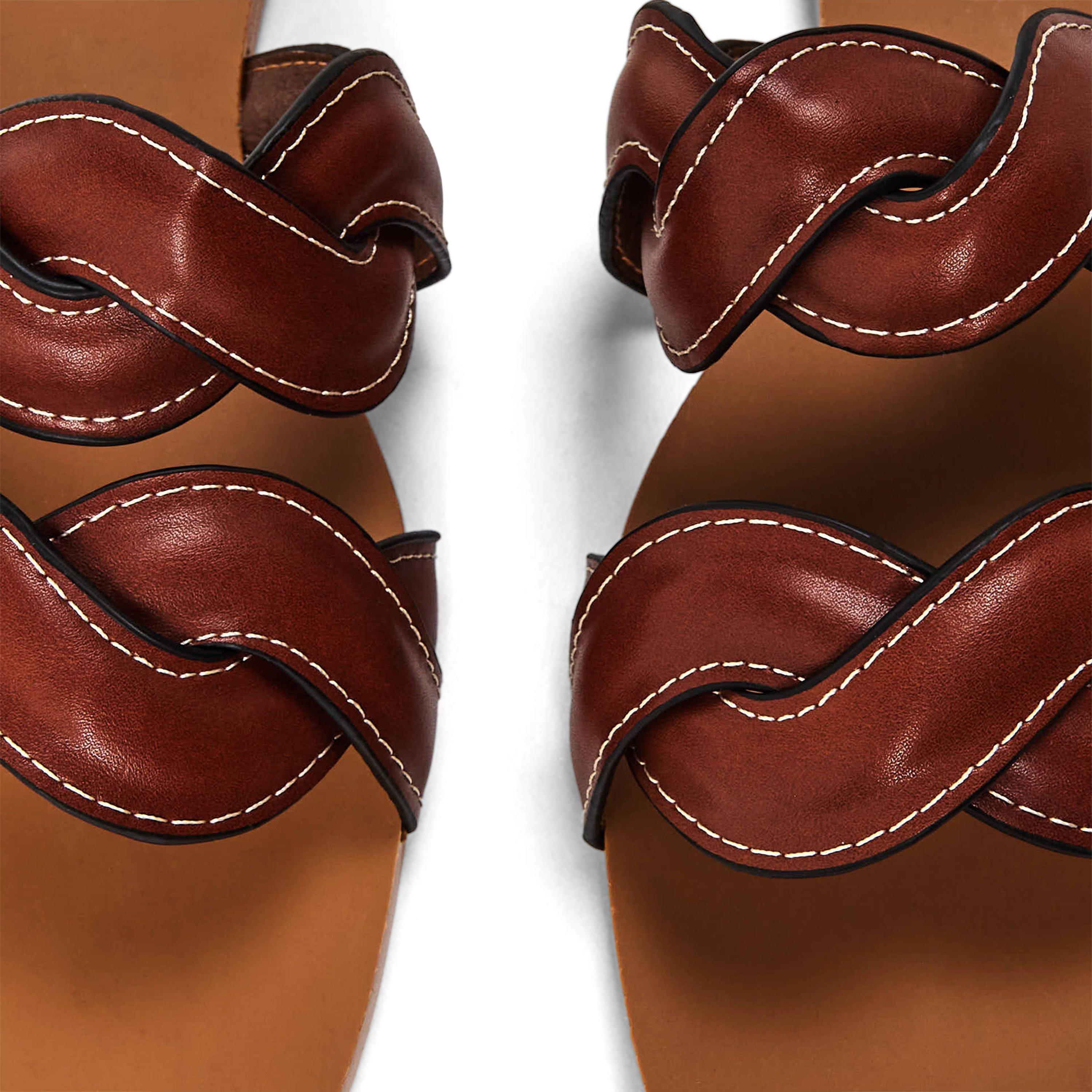 Tan PU - Wheres That From - Where’s Two Strap Braided Slip on Sandals - 3