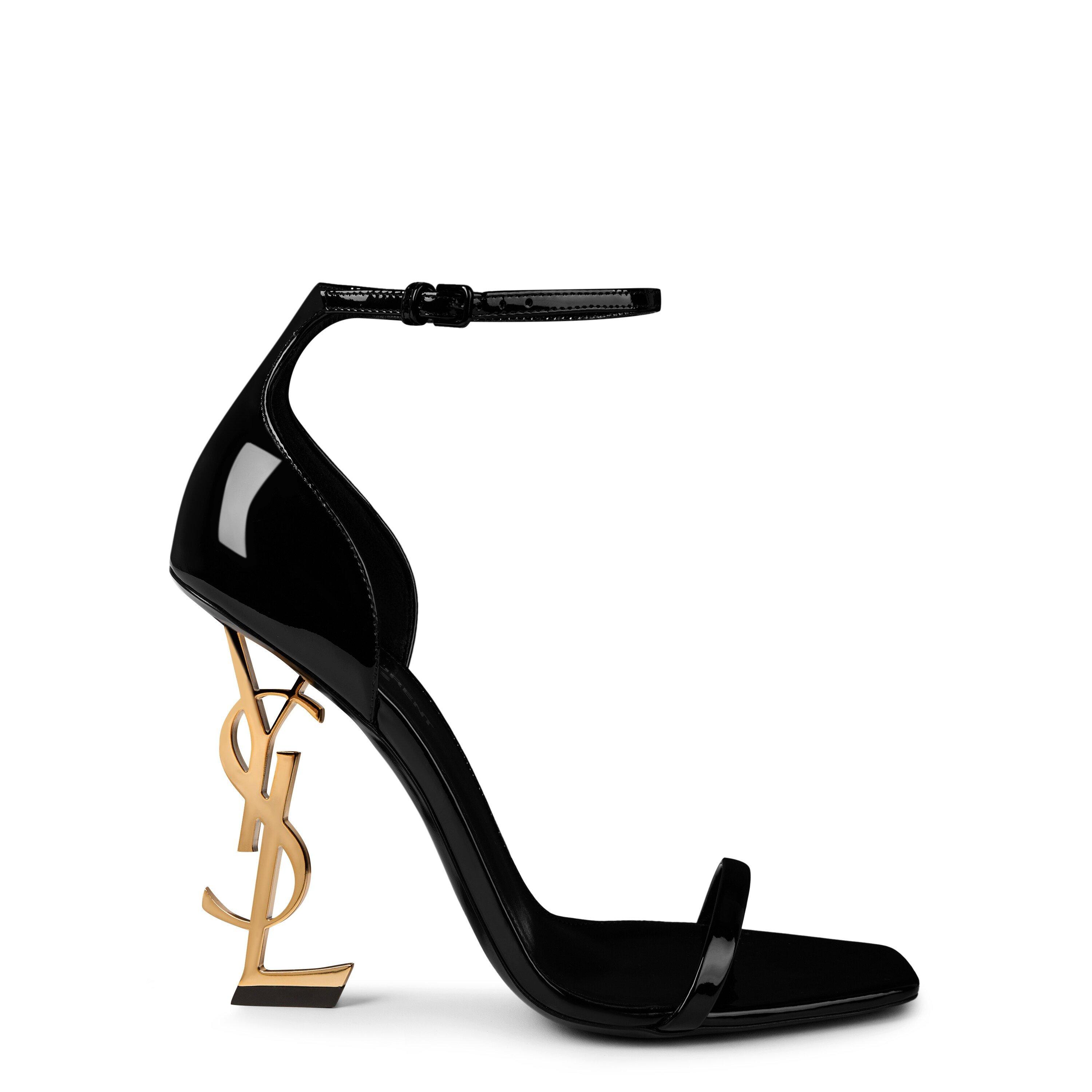 Saint Laurent Opyum 110 Sandals - Black/Gold 1000 - Size 6 (39)
