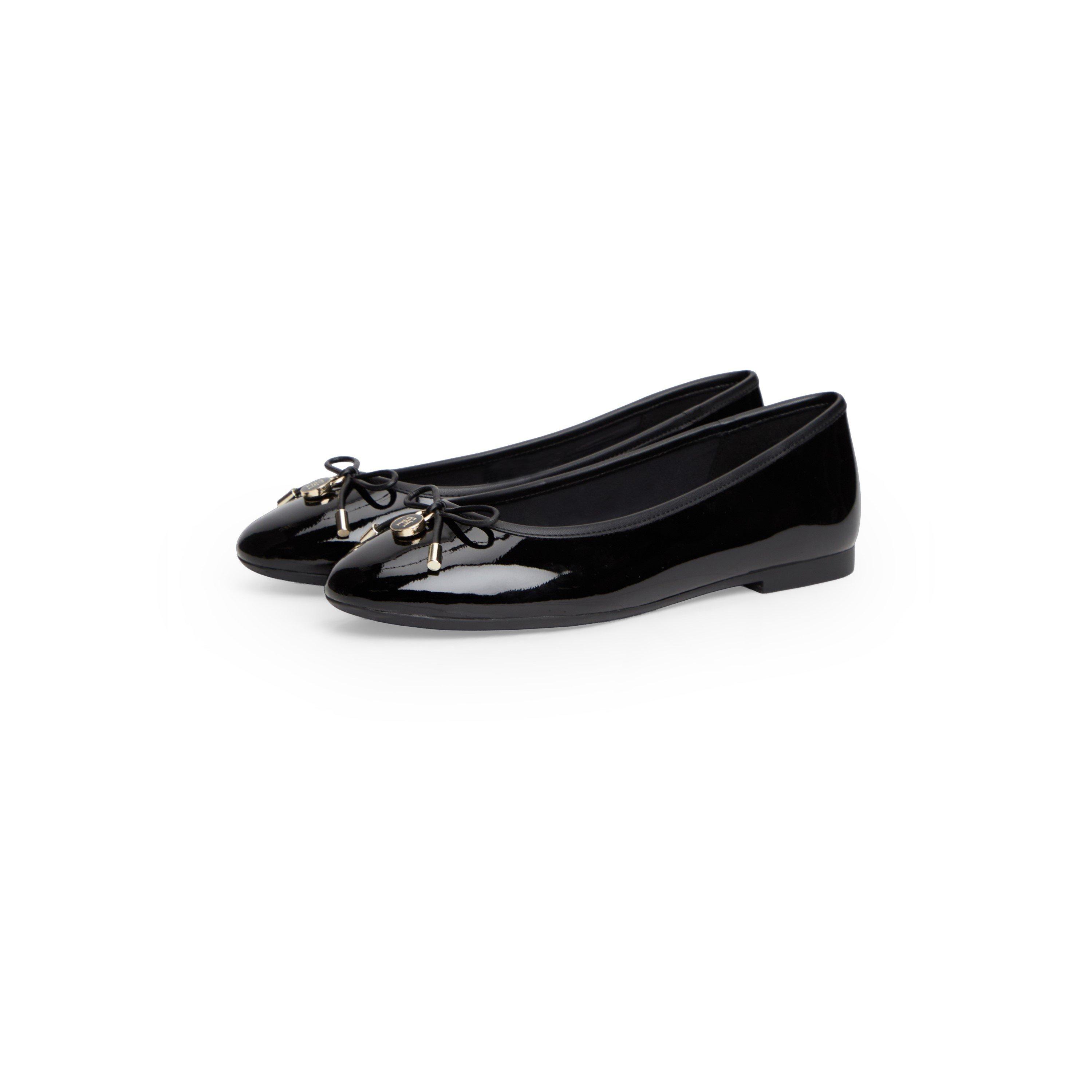 Black - Tommy Hilfiger - Women's Ballerina Charm Leather Ballet Pumps - 2