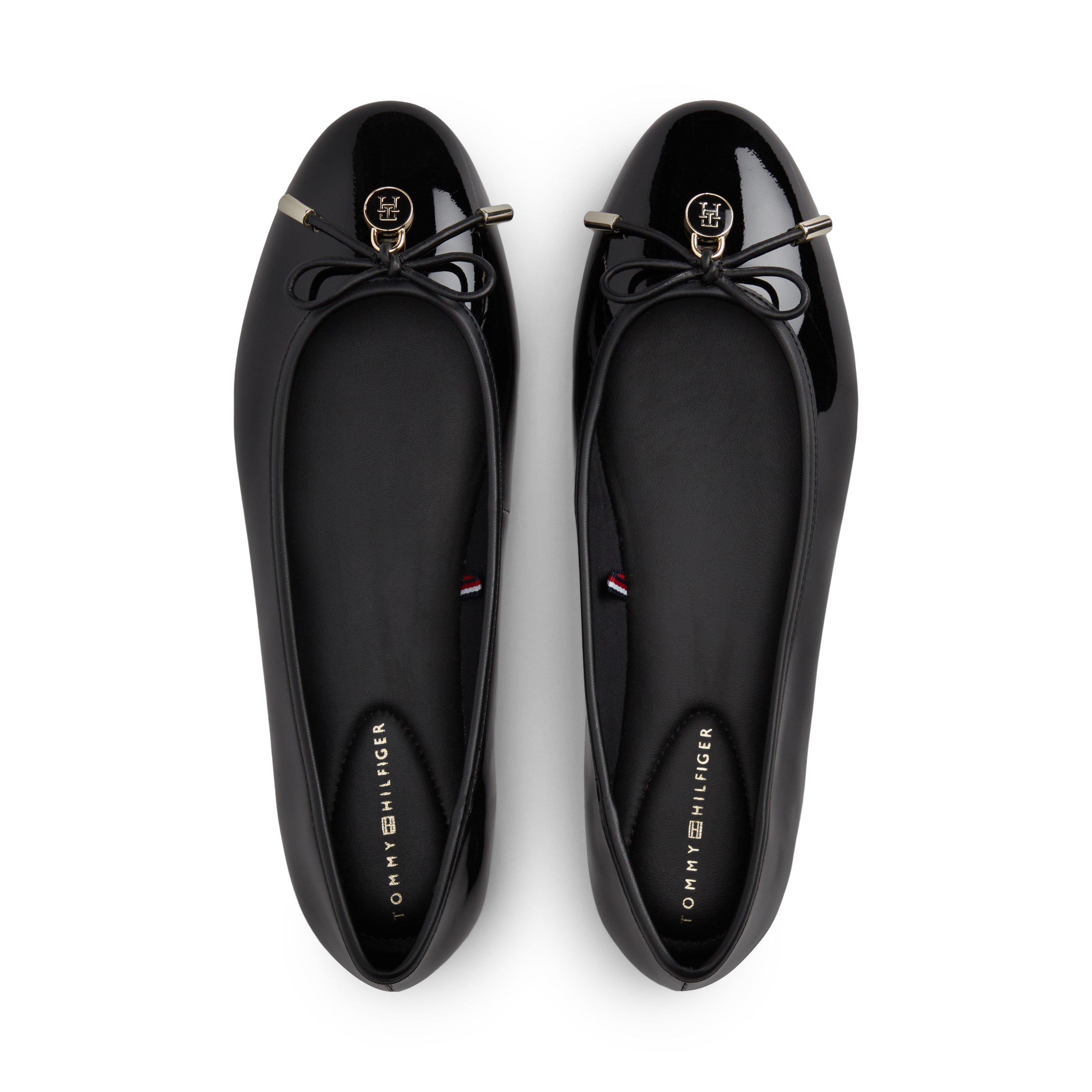 Black - Tommy Hilfiger - Women's Ballerina Charm Leather Ballet Pumps - 4