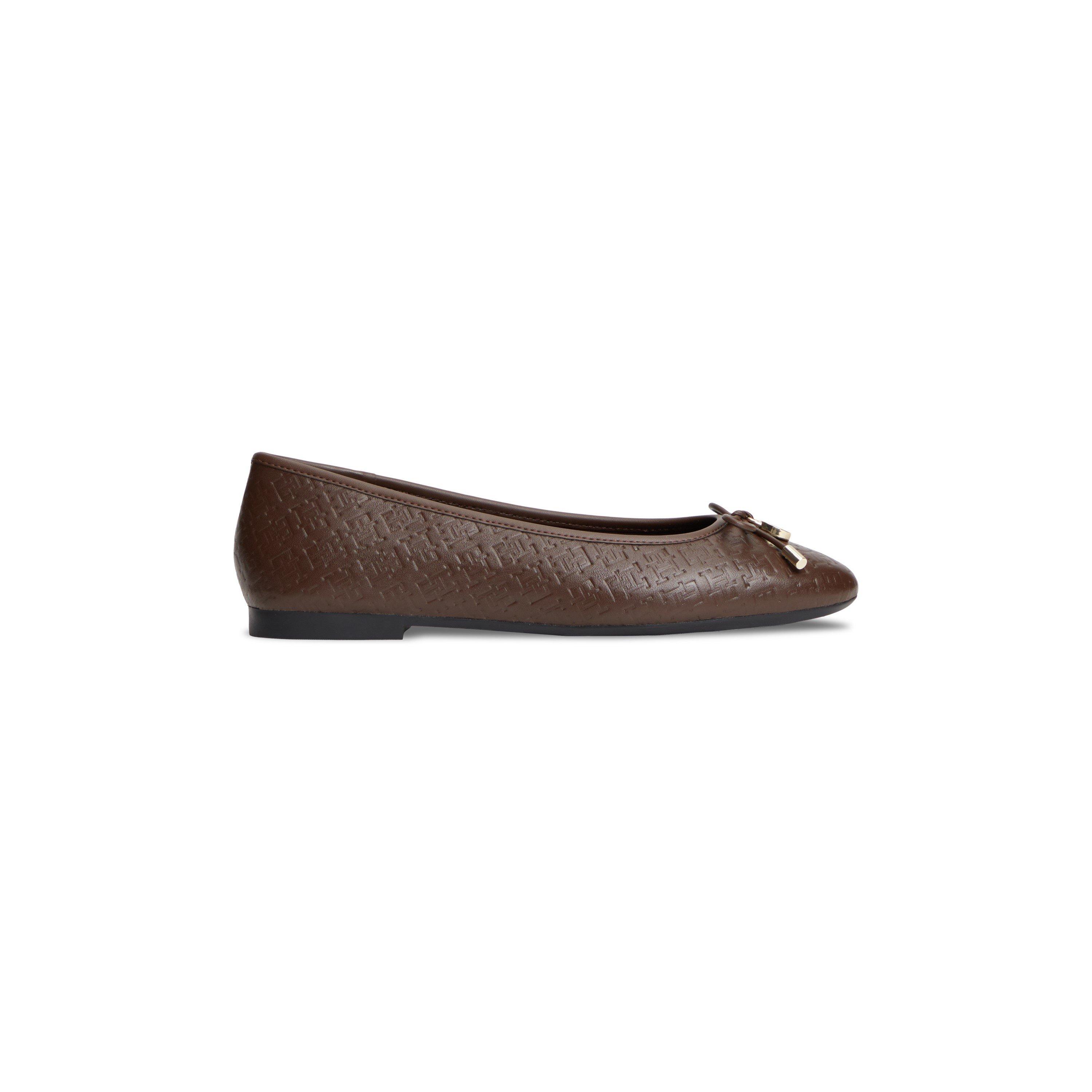 Cocoa - Tommy Hilfiger - Women's Balerina Monogram Leather Ballet Pumps - 1