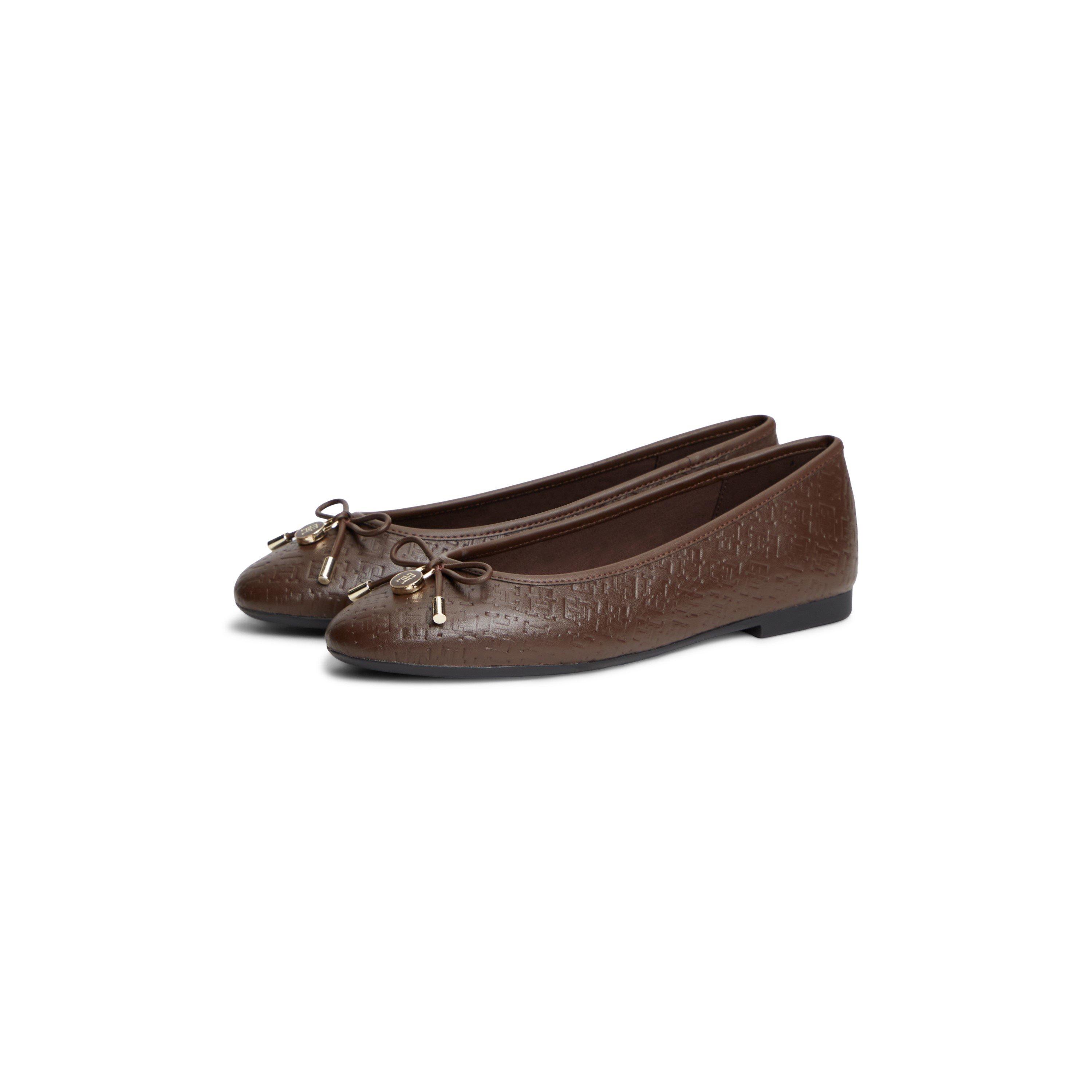 Cocoa - Tommy Hilfiger - Women's Balerina Monogram Leather Ballet Pumps - 2