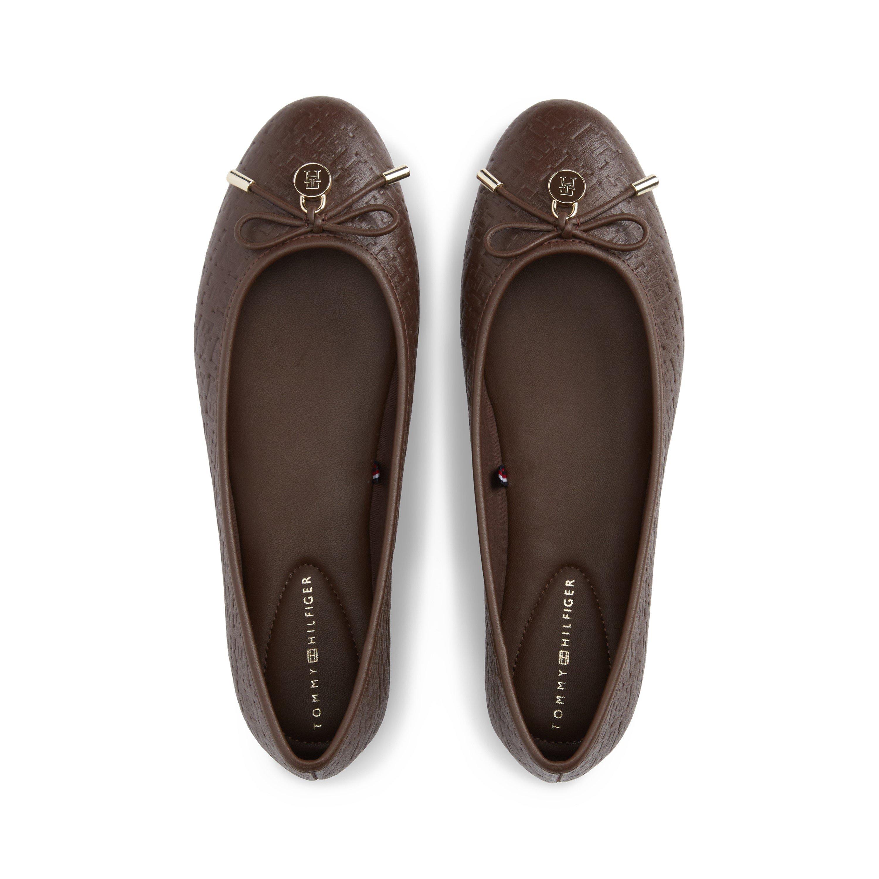 Cocoa - Tommy Hilfiger - Women's Balerina Monogram Leather Ballet Pumps - 3