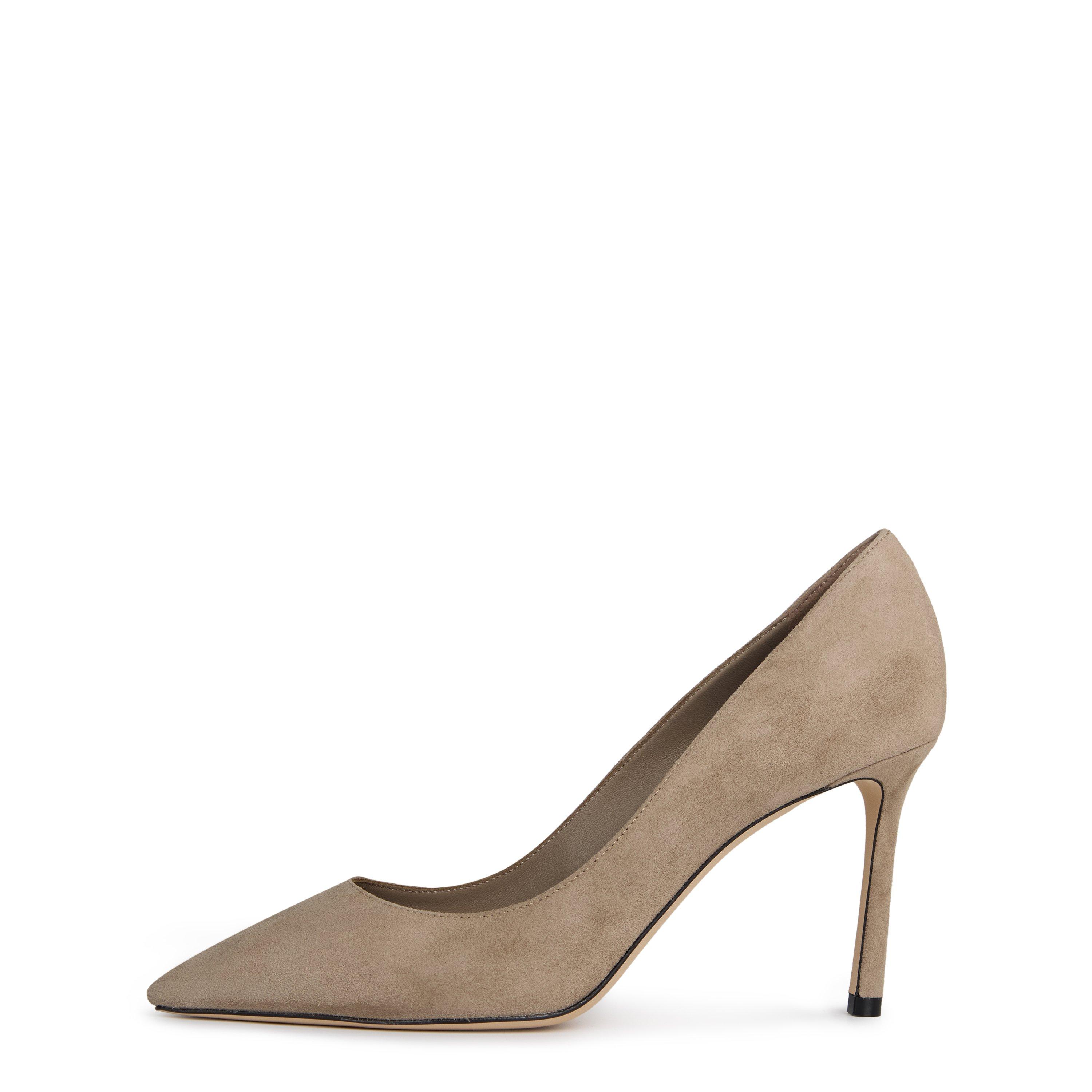Taupe - Jimmy Choo - Romy 85 Suede Heel - 3