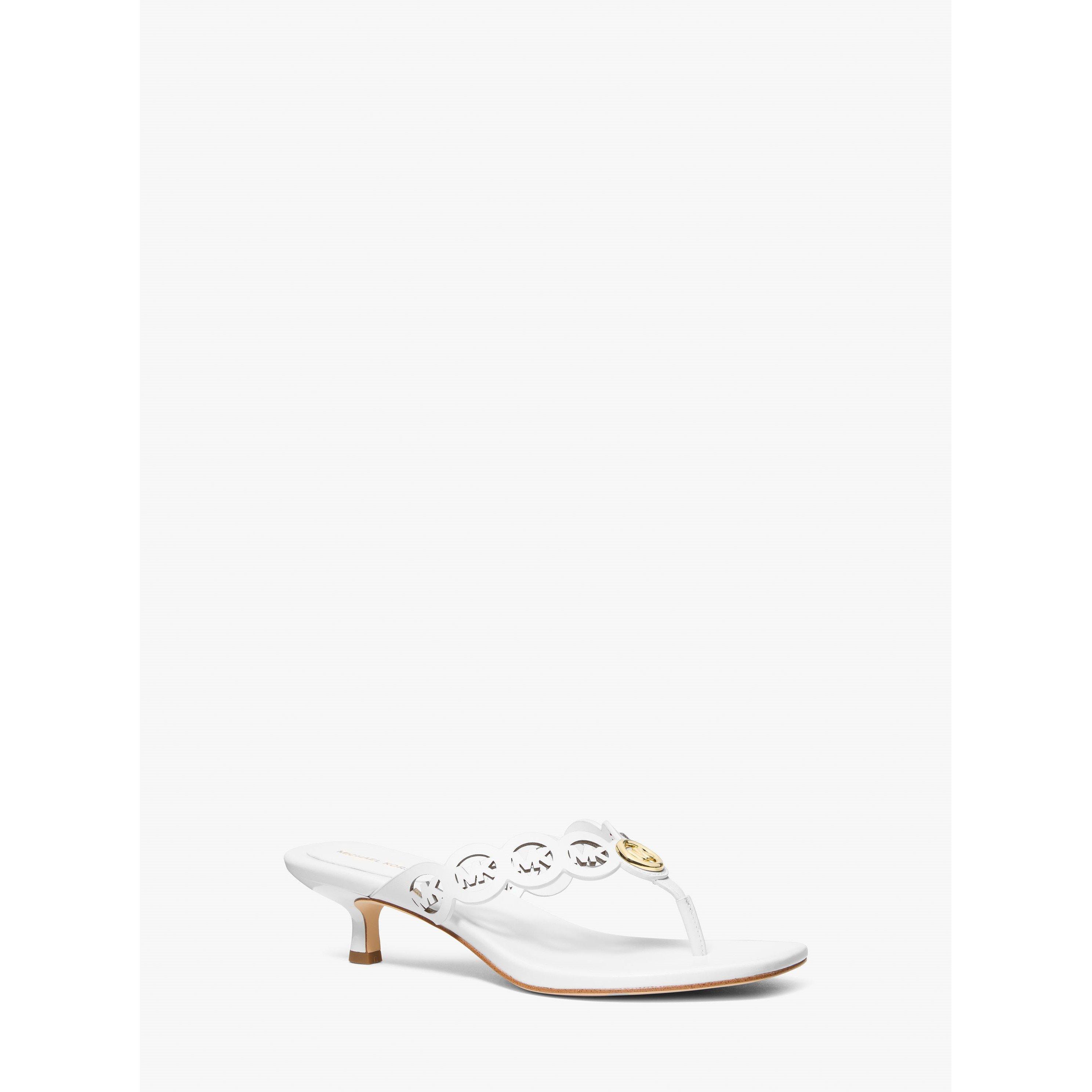Optic White - MICHAEL Michael Kors - Women's Janie Mid Thong Heeled Mules - 1