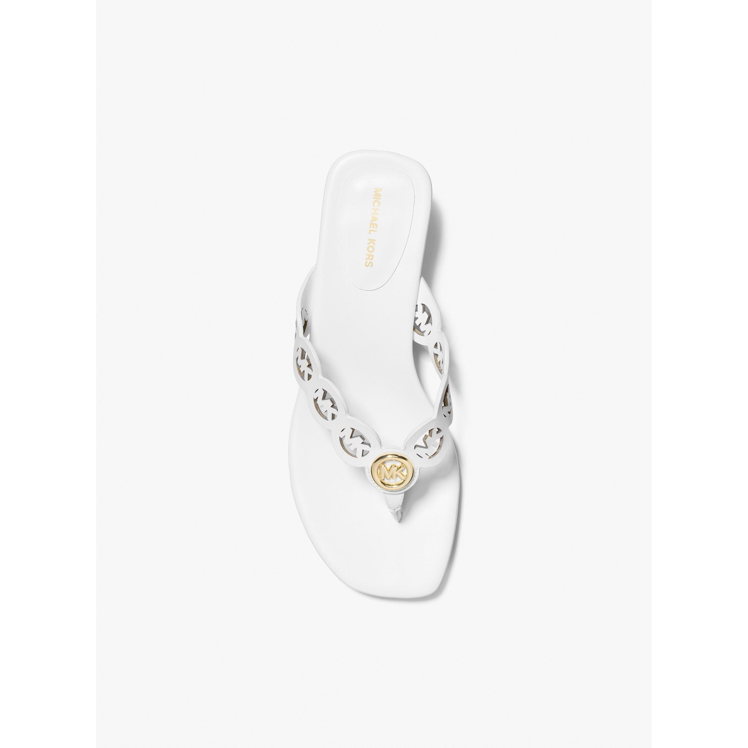 Optic White - MICHAEL Michael Kors - Women's Janie Mid Thong Heeled Mules - 3
