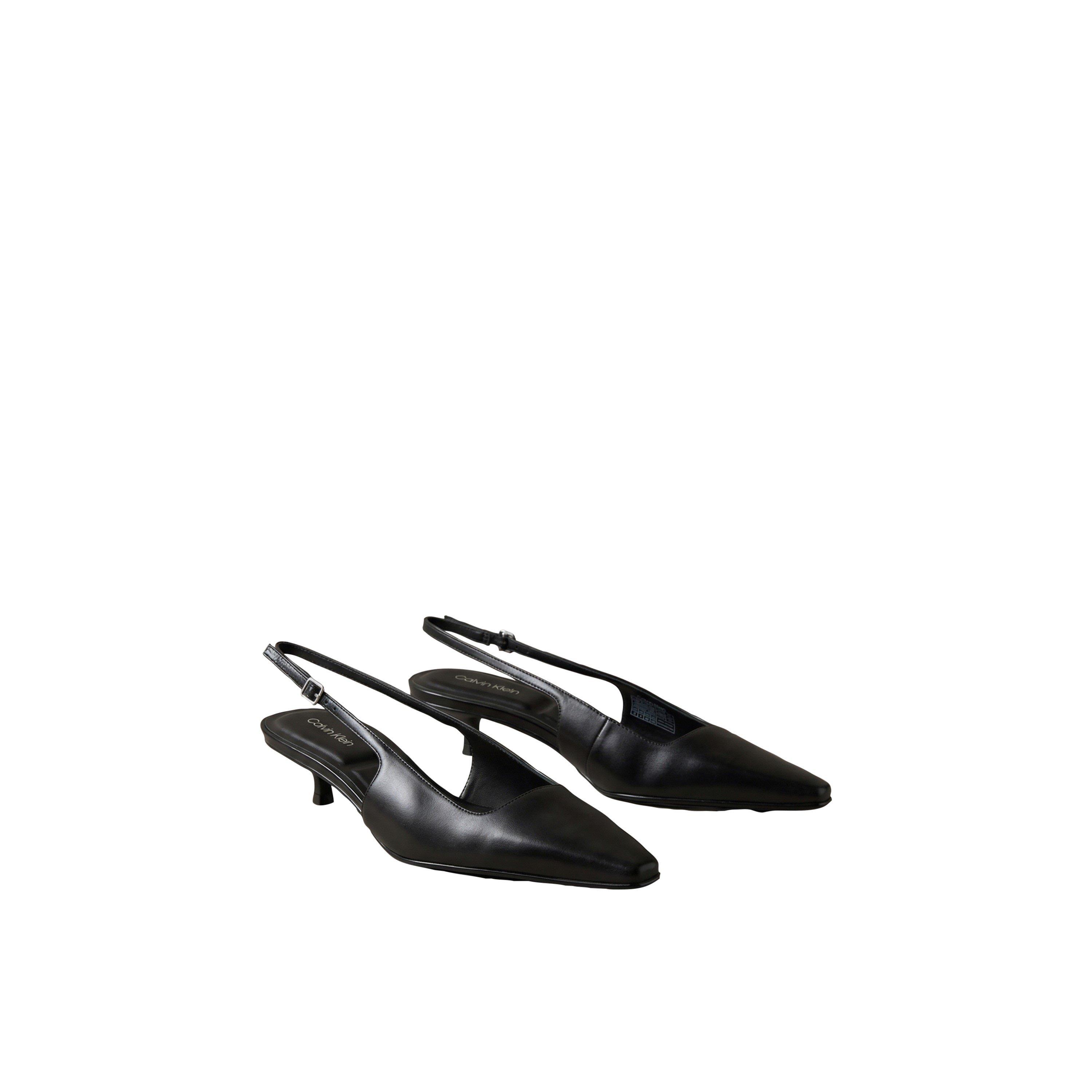 Triple Black - Calvin Klein - Women's Leather Kitten-Heel Square-Toe Mules - 2