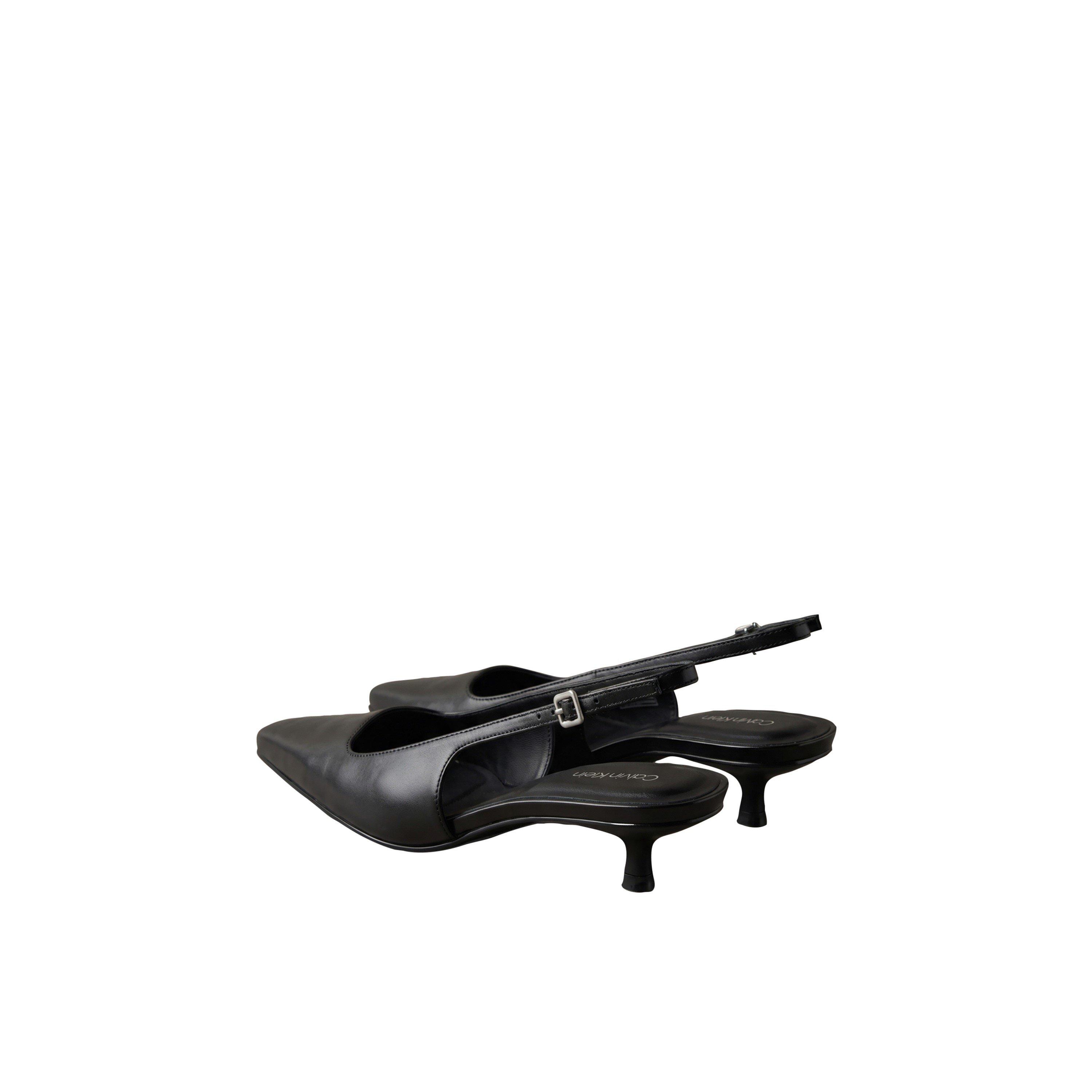 Triple Black - Calvin Klein - Women's Leather Kitten-Heel Square-Toe Mules - 3