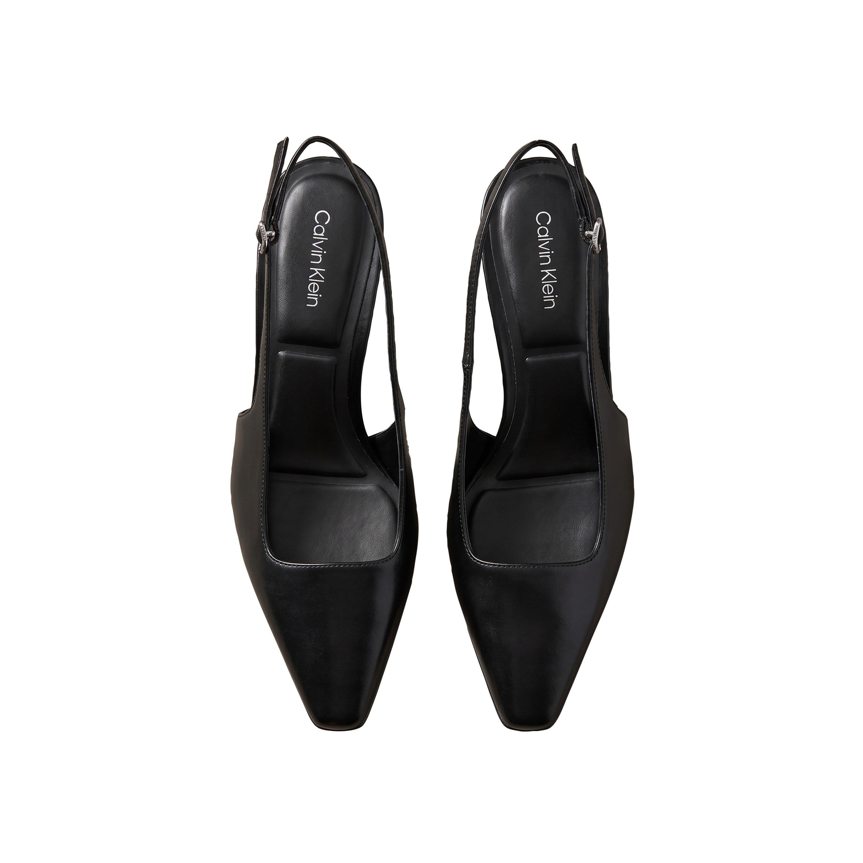 Triple Black - Calvin Klein - Women's Leather Kitten-Heel Square-Toe Mules - 4