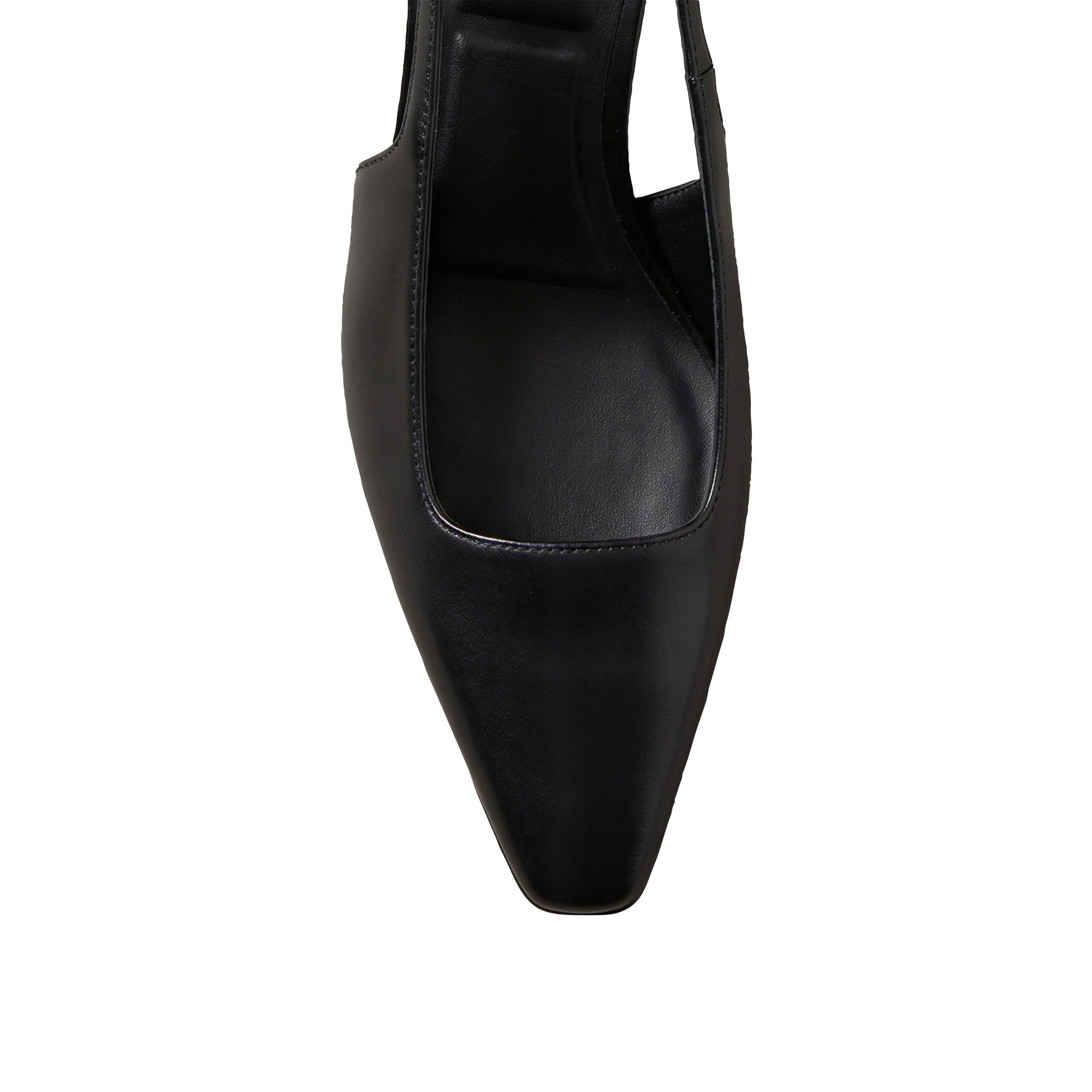 Triple Black - Calvin Klein - Women's Leather Kitten-Heel Square-Toe Mules - 6