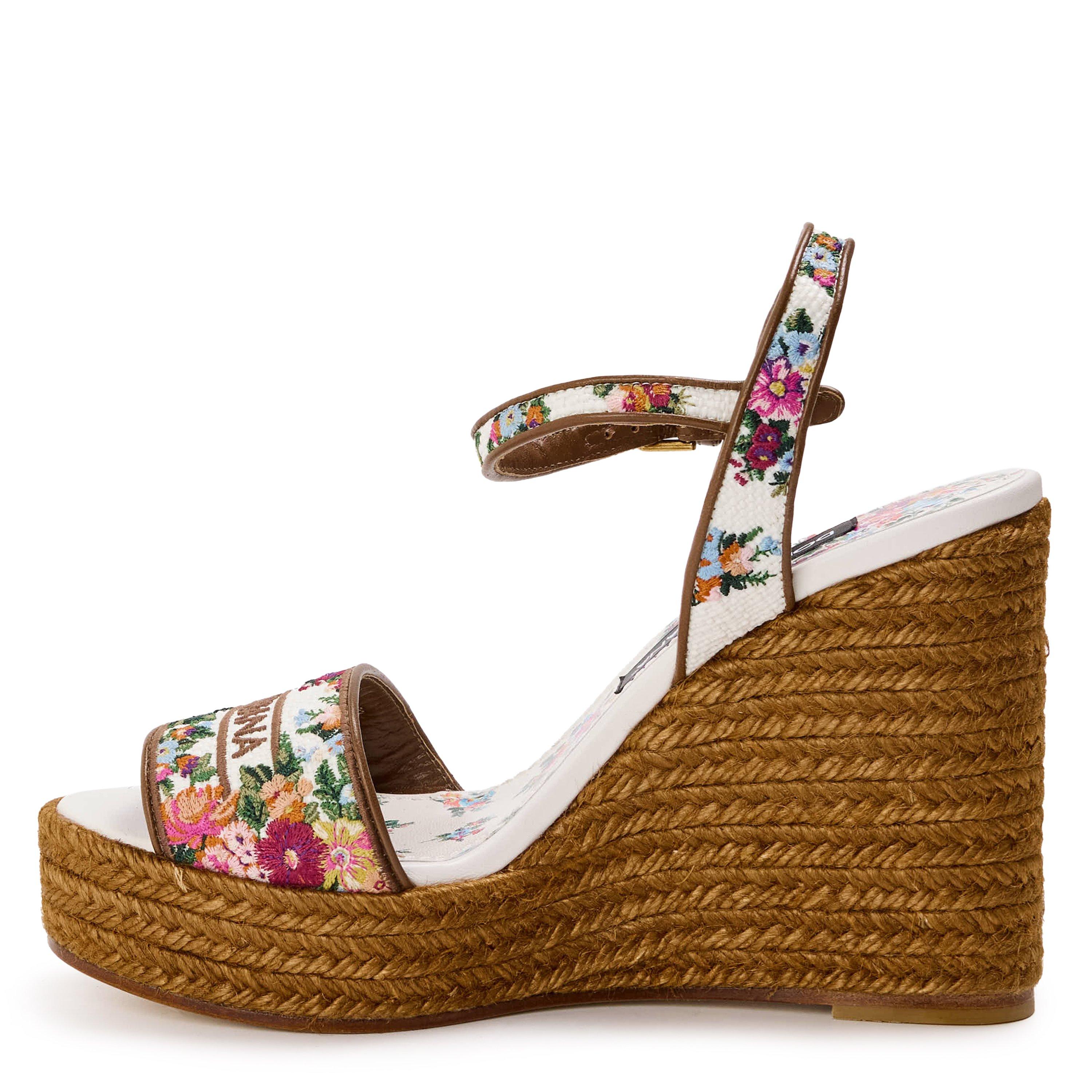 Bianco Multi - Dolce and Gabbana - Logo Wedge Sandals - 2
