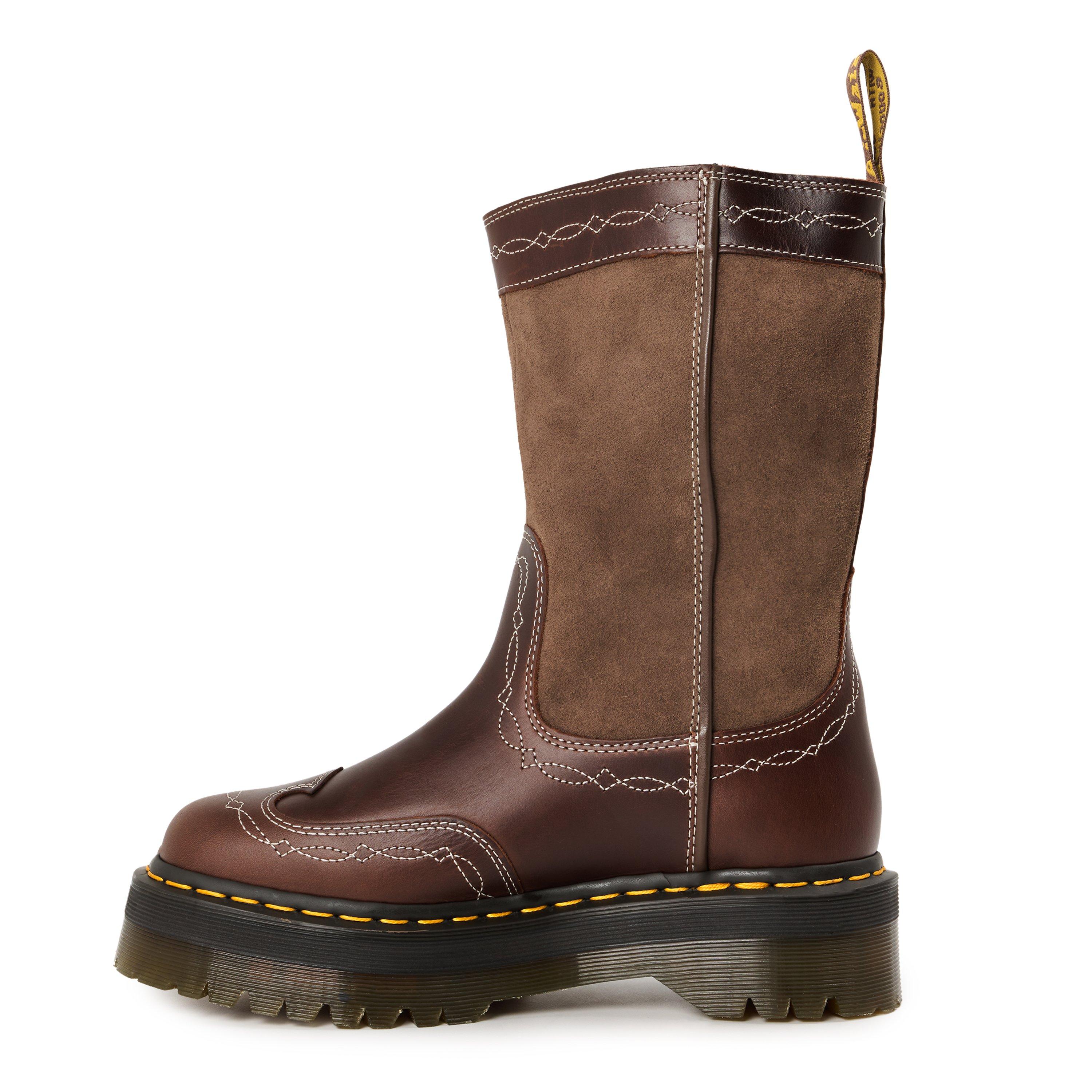 Brown - Dr Martens - Women's Fringe Mid Pull up Knee High Boot - 2