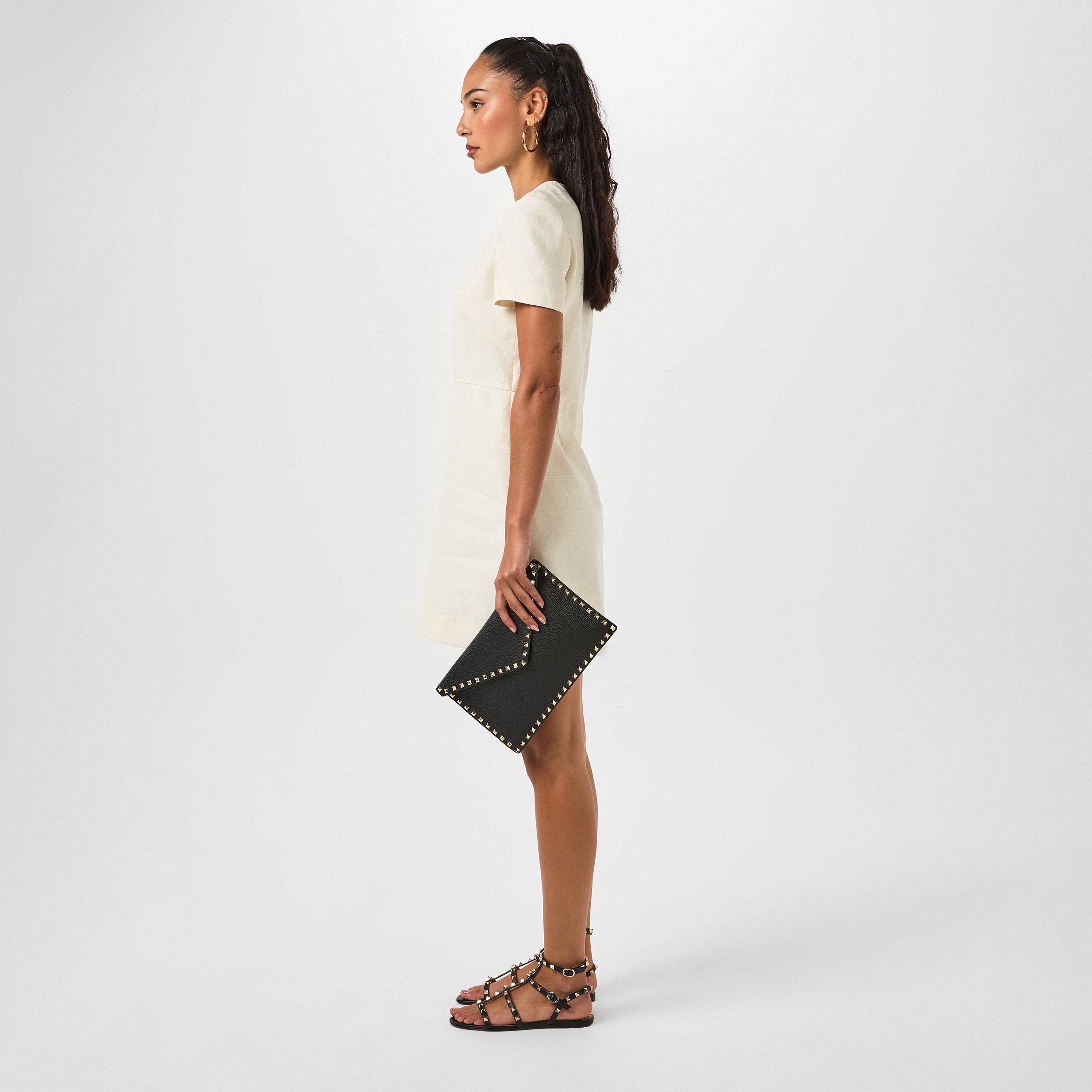 Black 0NO - Valentino Garavani - Rockstud Leather Flat Sandals - 6