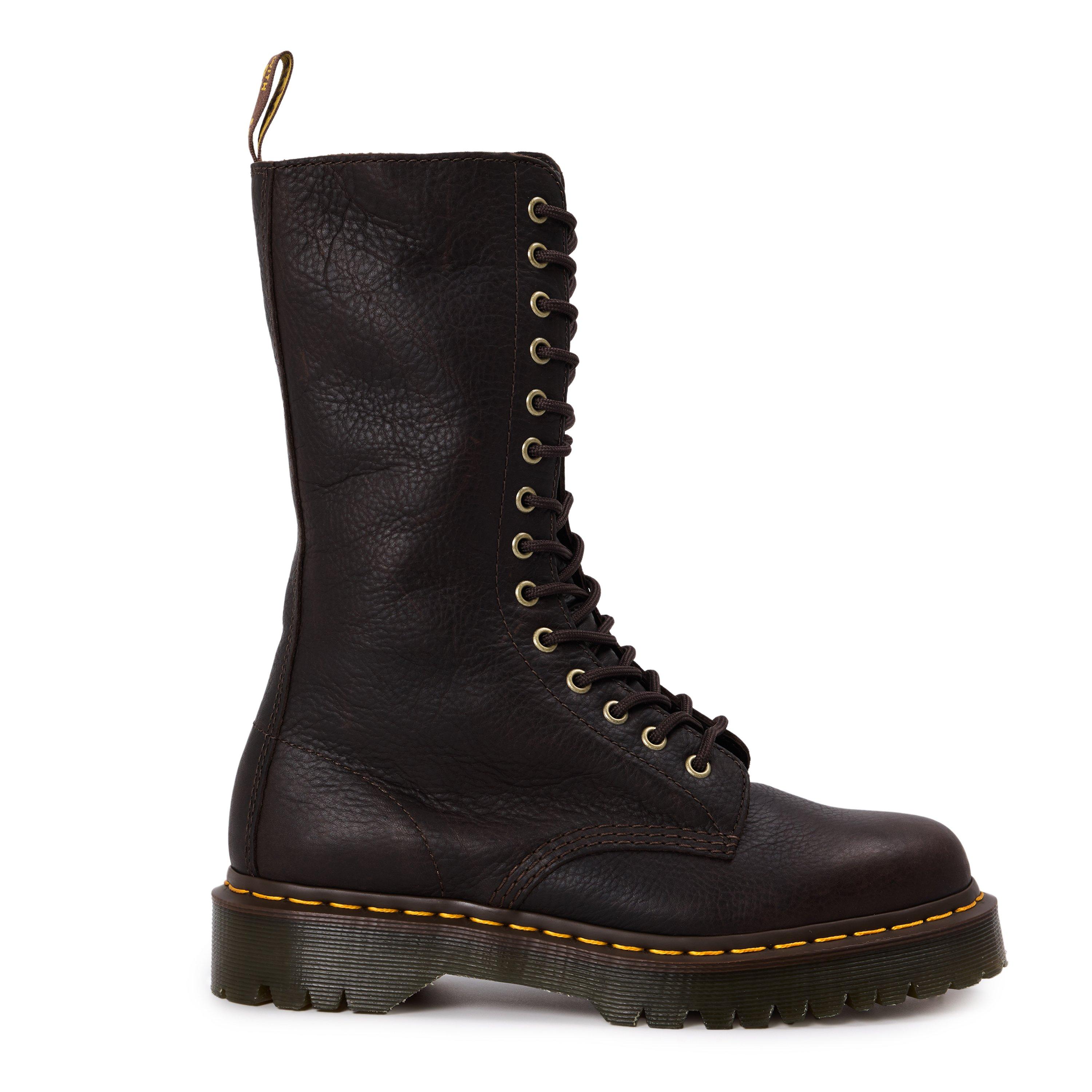 Brwn Ambassador - Dr Martens - Women's Bex 14 Eye Flat Ankle Boot - 1