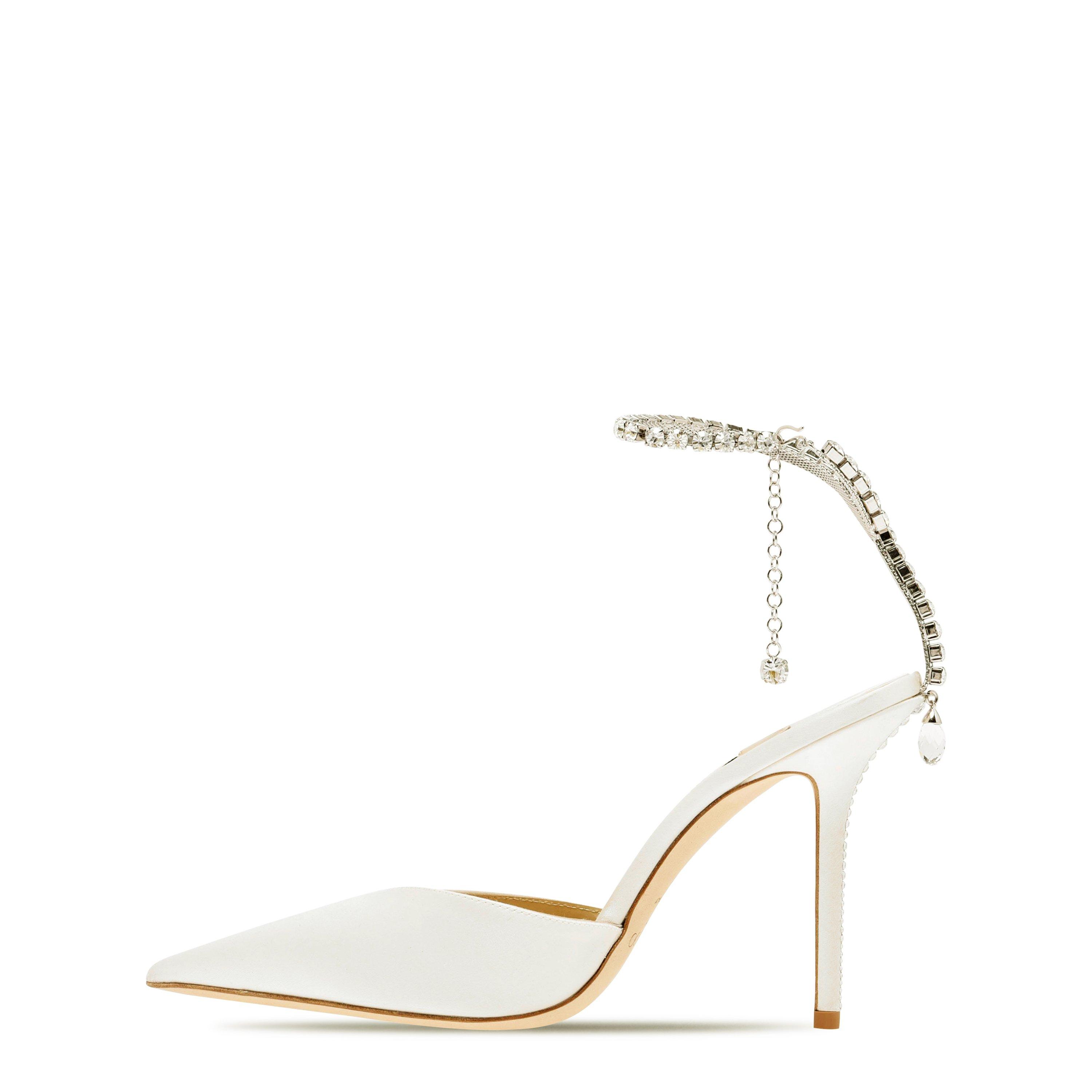 Ivory/Crystal - Jimmy Choo - Women's Crystal Satin Saeda 100 Pumps - 3