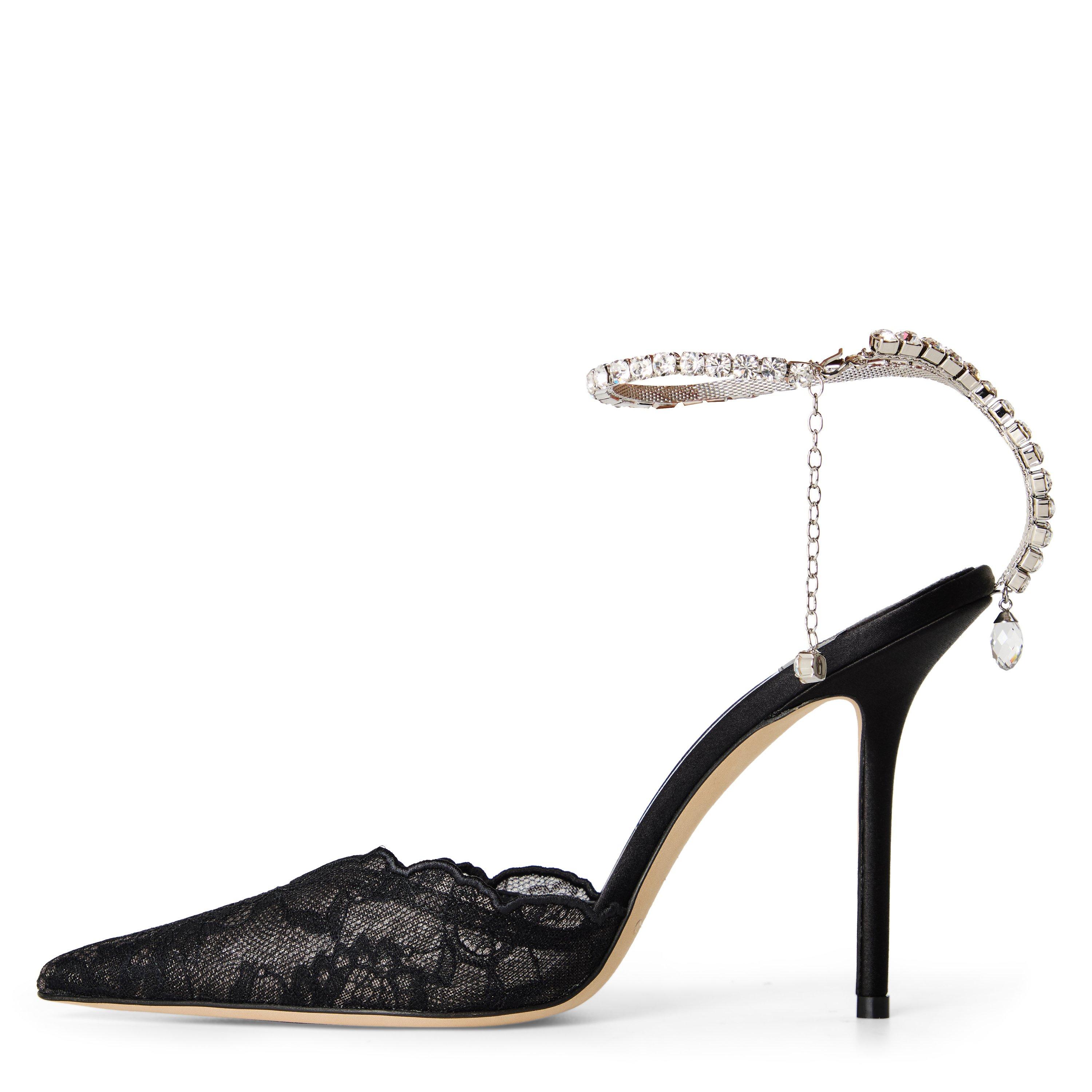 Black Crystal - Jimmy Choo - Women's Crystal Satin Saeda 100 Pumps - 2
