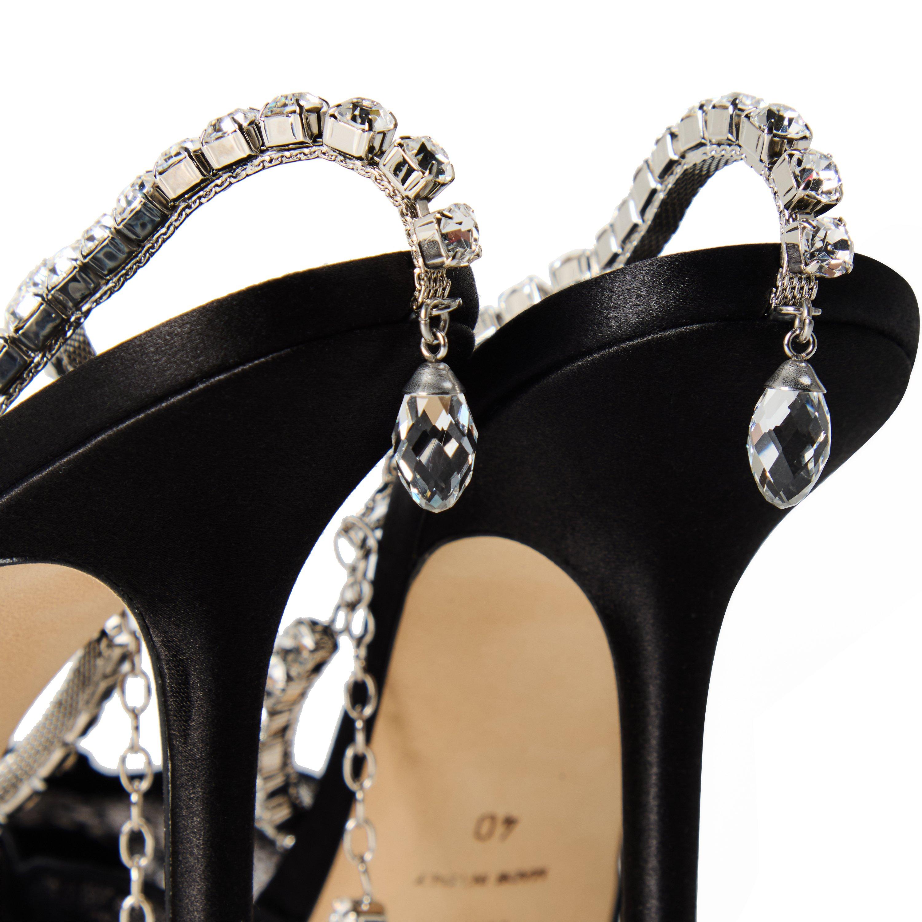 Black Crystal - Jimmy Choo - Women's Crystal Satin Saeda 100 Pumps - 3