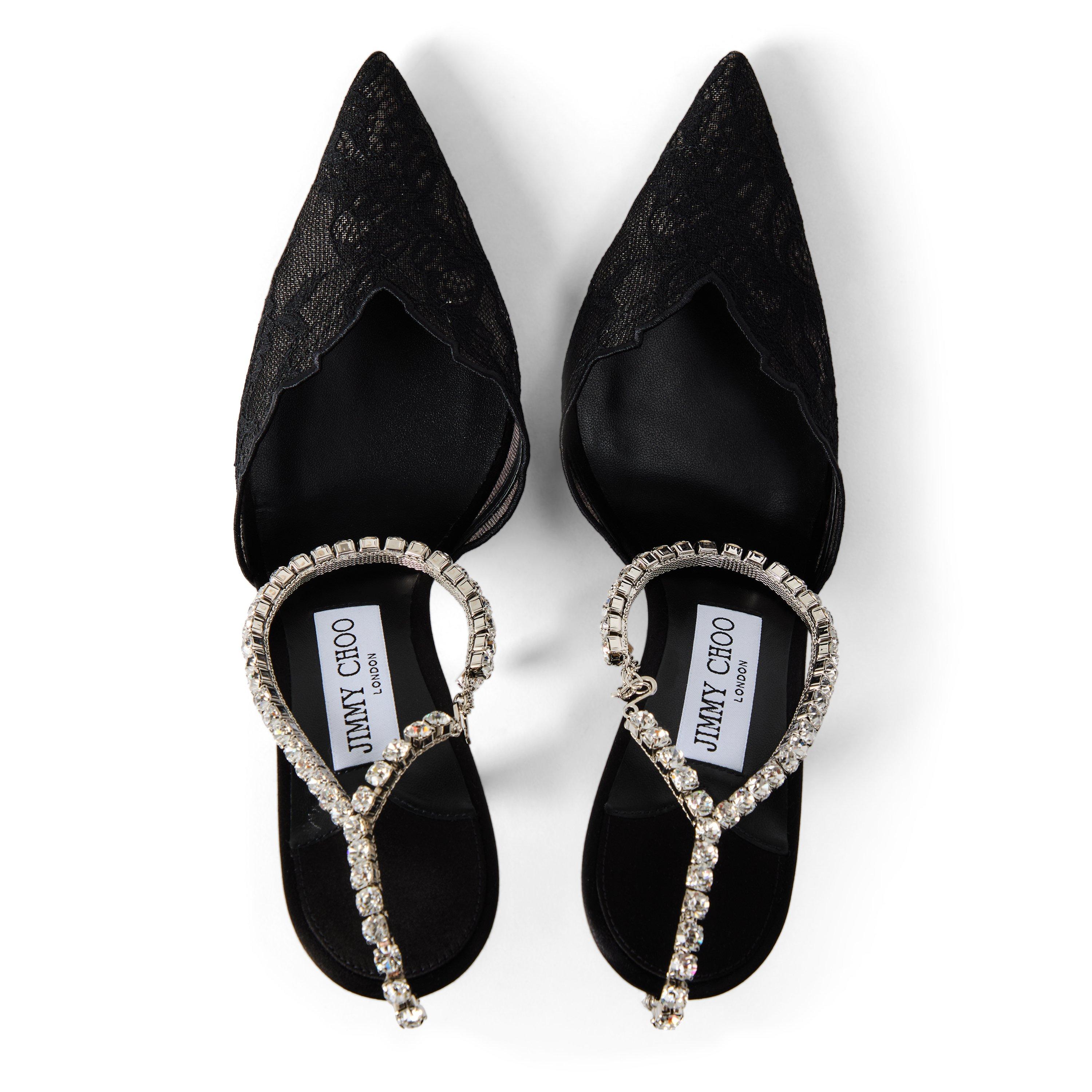 Black Crystal - Jimmy Choo - Women's Crystal Satin Saeda 100 Pumps - 4