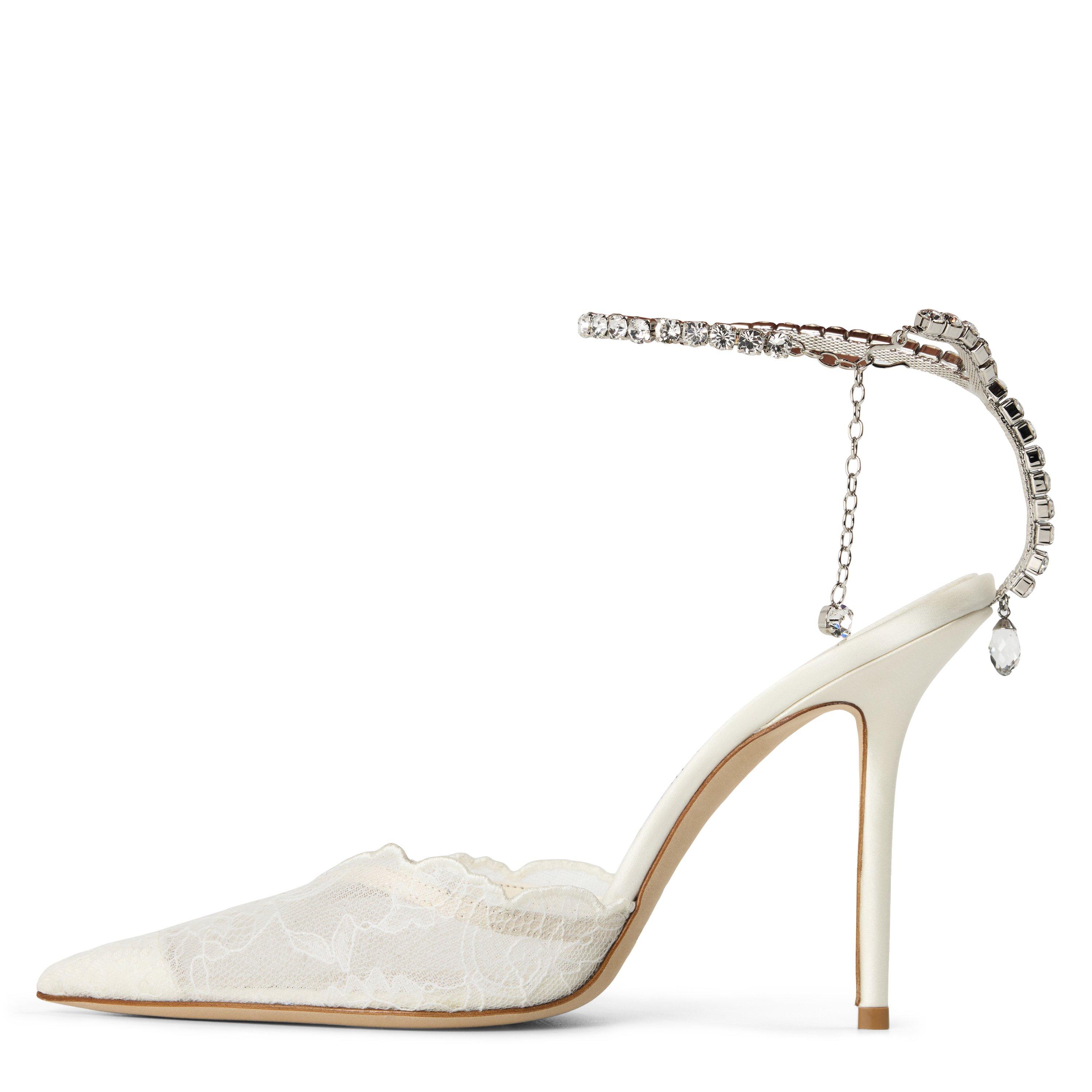 Ivory Crystal - Jimmy Choo - Women's Crystal Satin Saeda 100 Pumps - 2