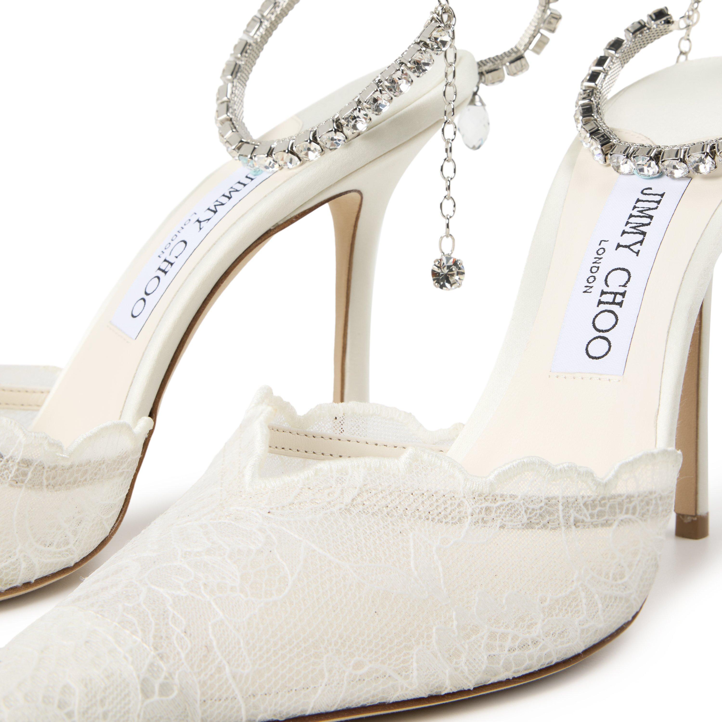 Ivory Crystal - Jimmy Choo - Women's Crystal Satin Saeda 100 Pumps - 4