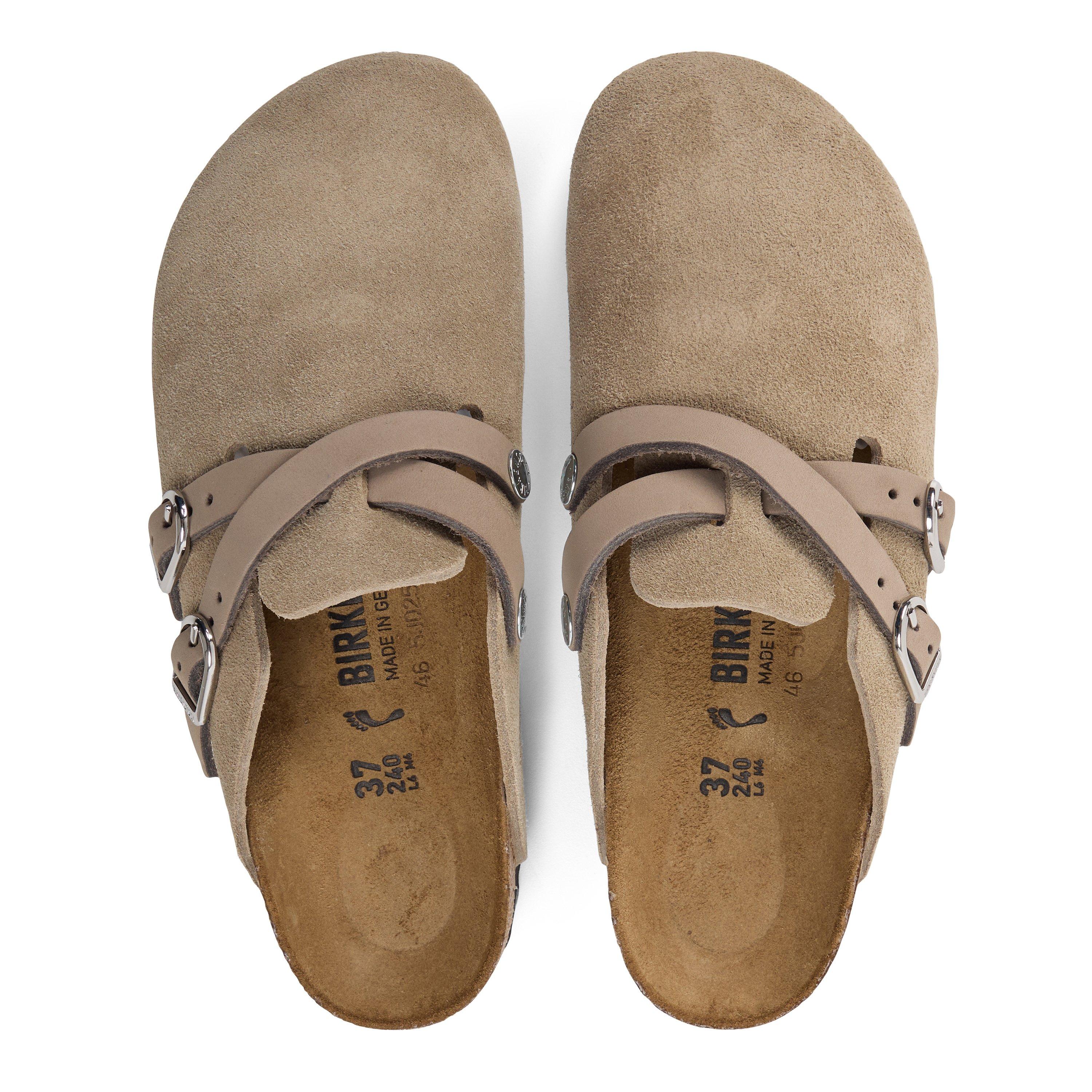 Taupe - Birkenstock - Women's Blair D-Buckle Suede Clogs - 4