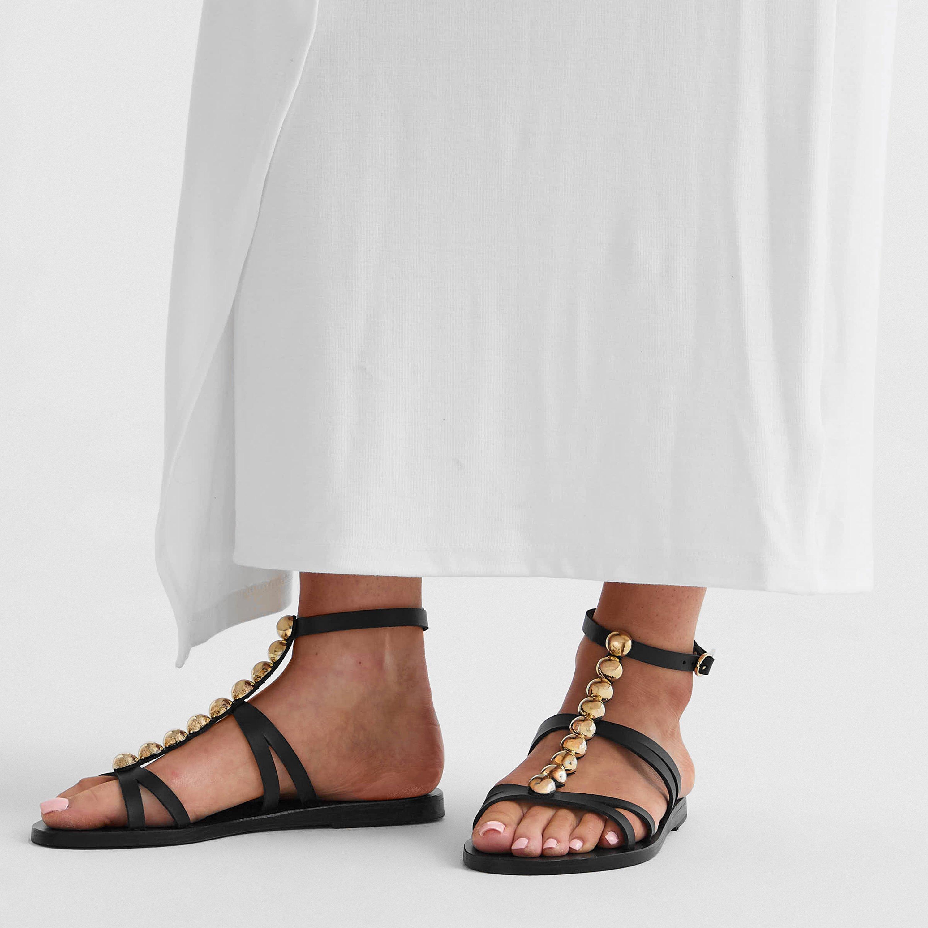 Black - Ancient Greek Sandals - Women's Arkivi Flat Sandals - 3