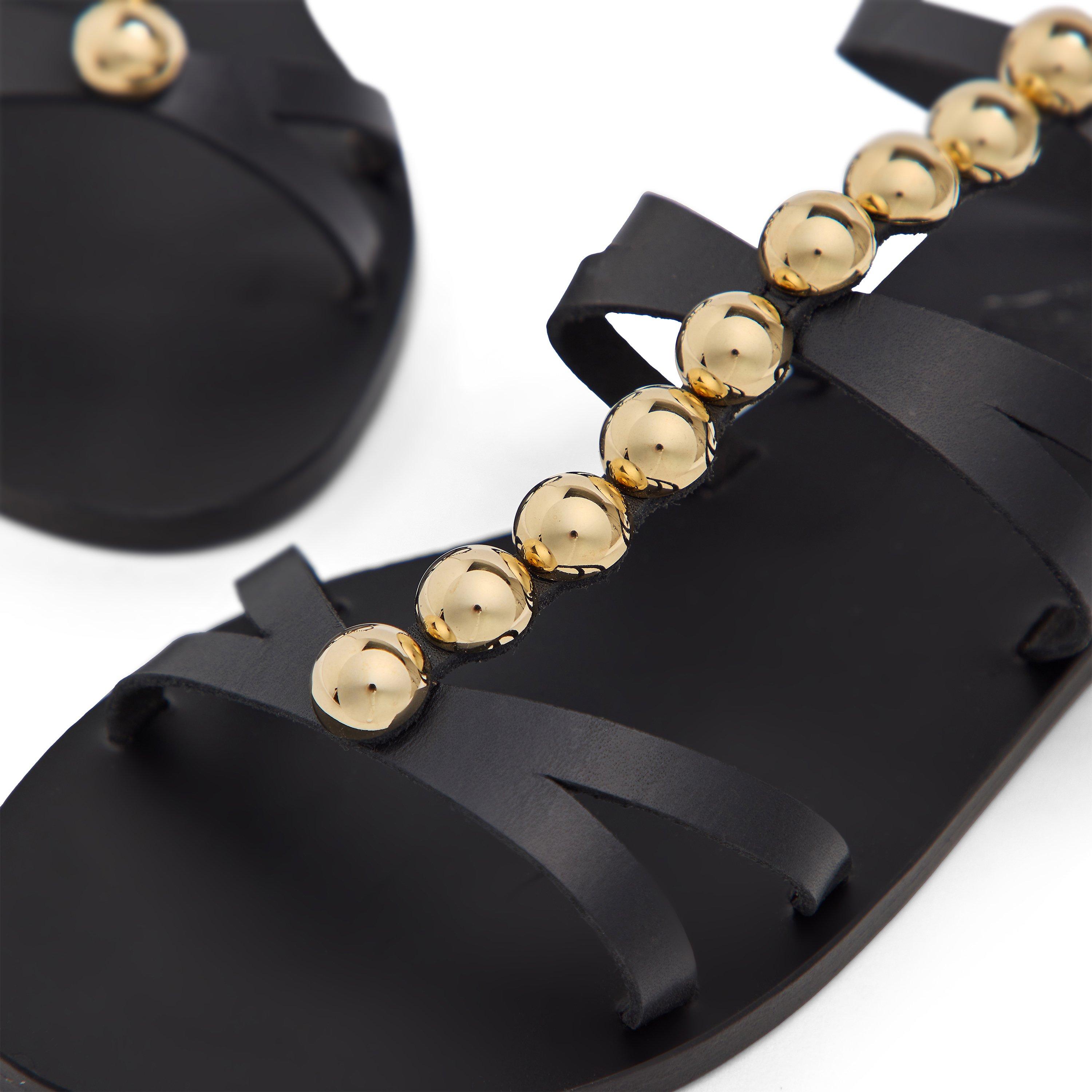 Black - Ancient Greek Sandals - Women's Arkivi Flat Sandals - 3