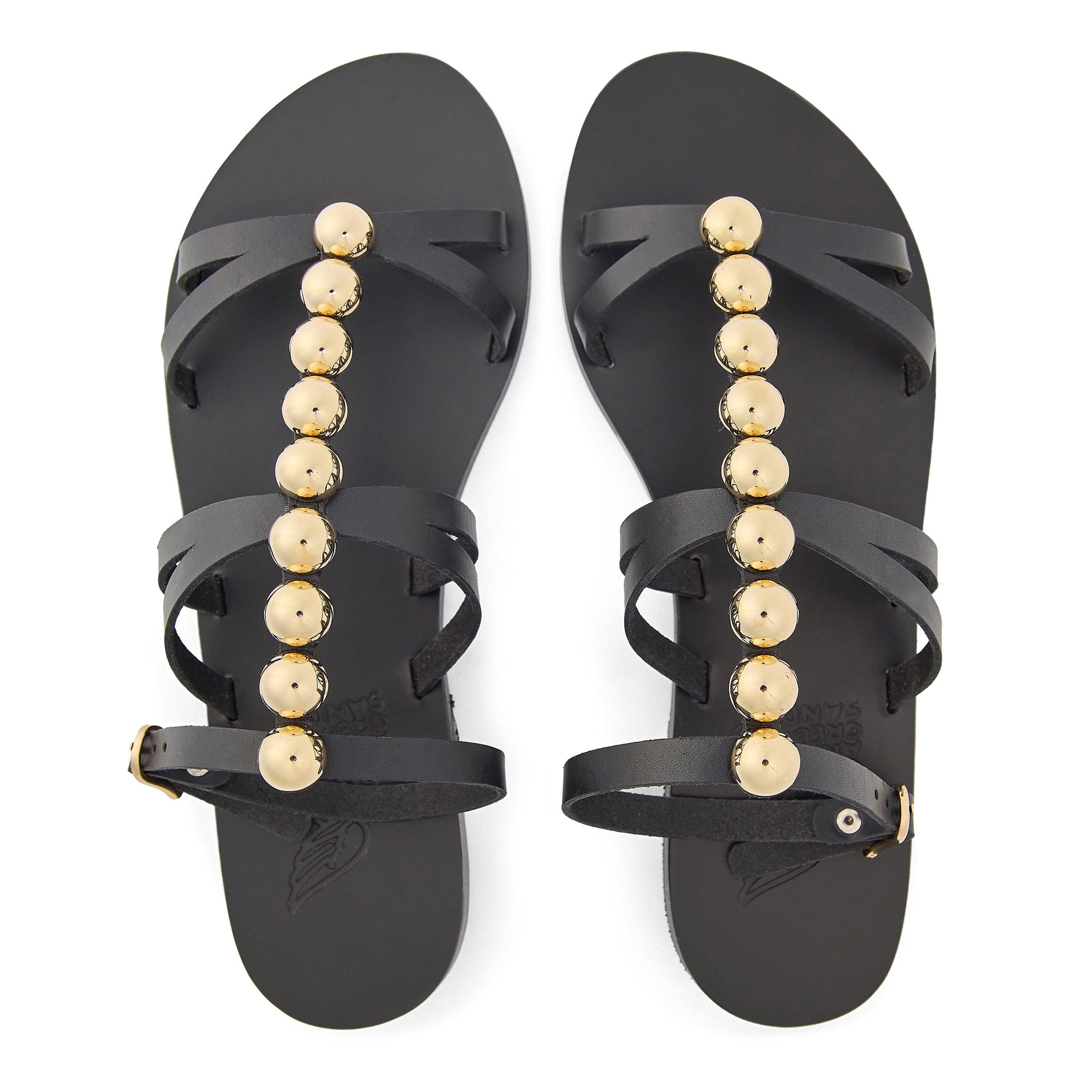 Black - Ancient Greek Sandals - Women's Arkivi Flat Sandals - 4