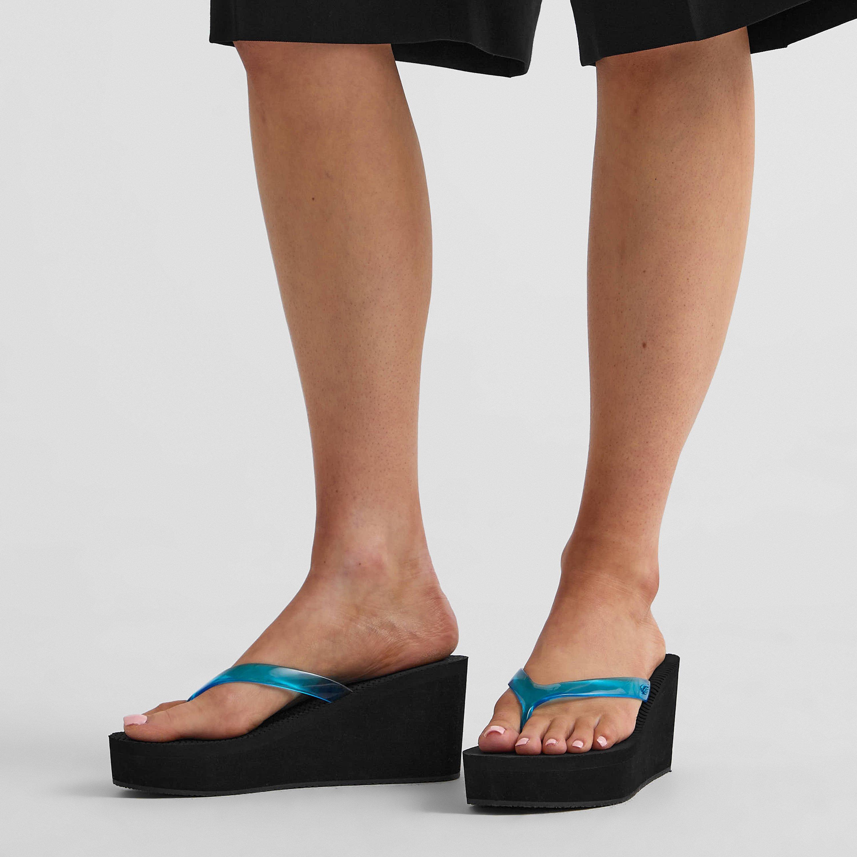 Blue - Ancient Greek Sandals - Women's Etheria Wedge Heeled Sandals - 3