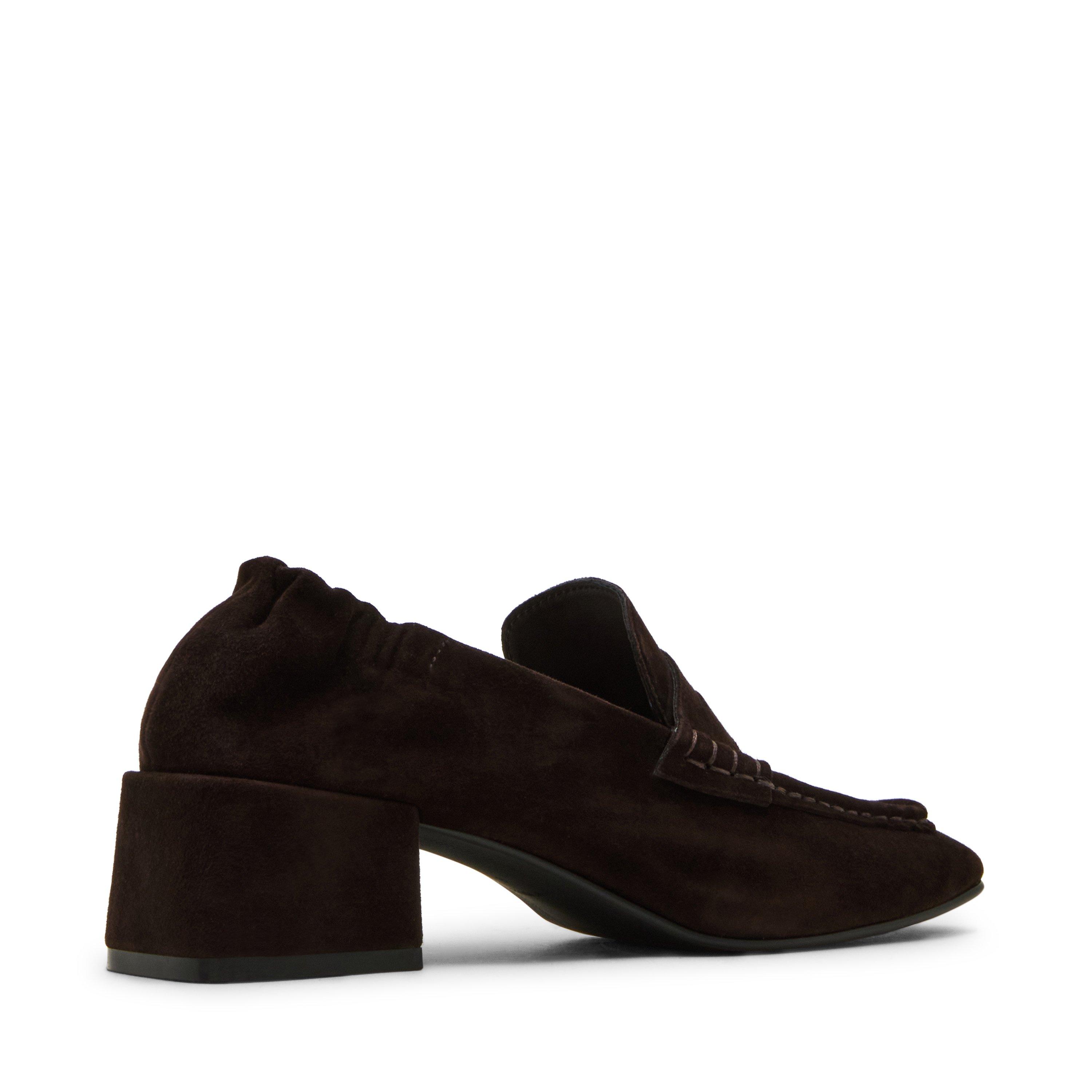 Dark Brown - Steve Madden - Women's Estee Leather Block Heel Court Shoes - 3