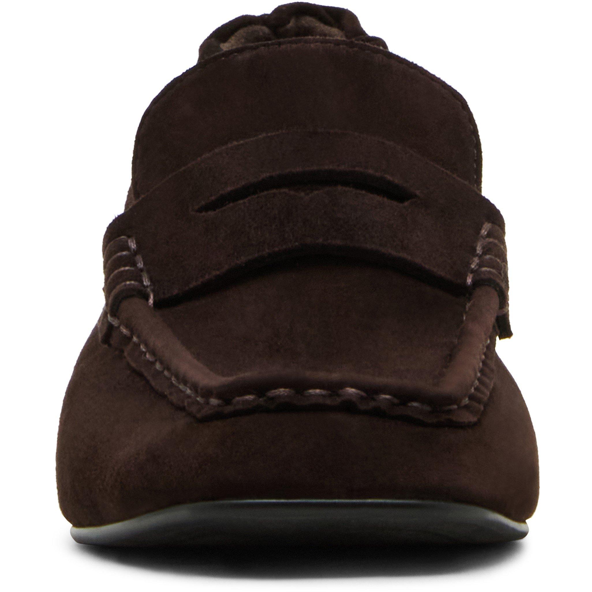 Dark Brown - Steve Madden - Women's Estee Leather Block Heel Court Shoes - 4