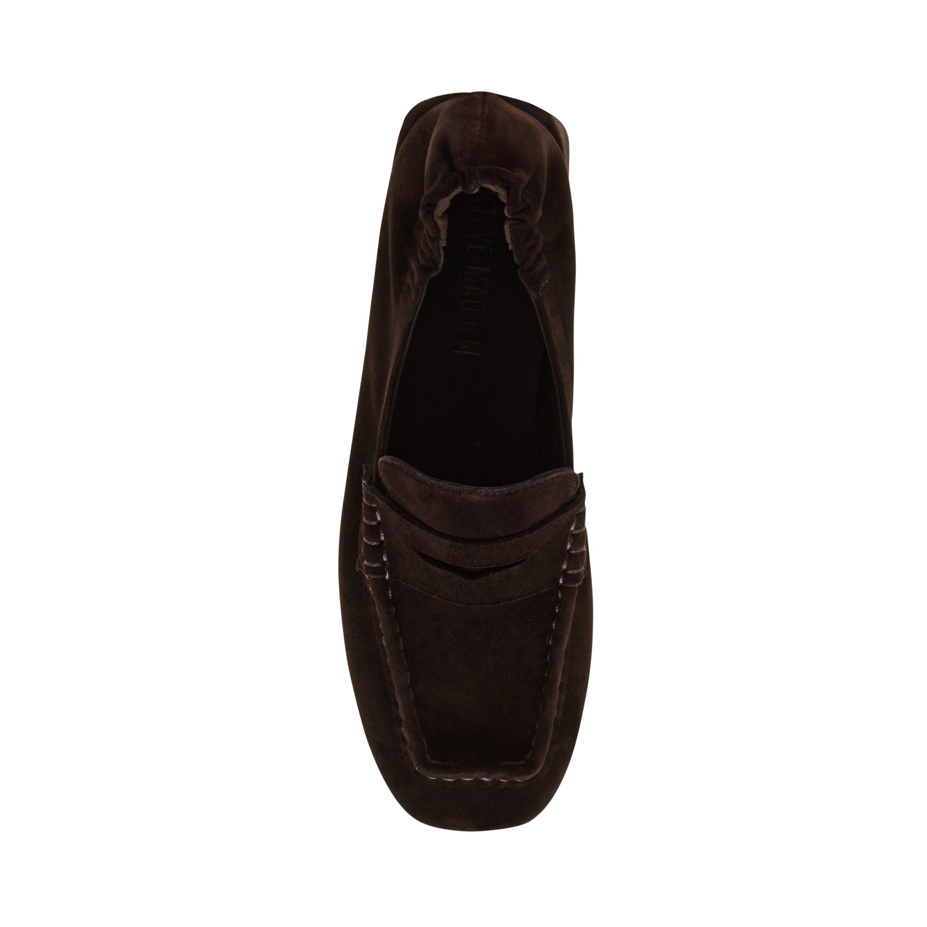Dark Brown - Steve Madden - Women's Estee Leather Block Heel Court Shoes - 6